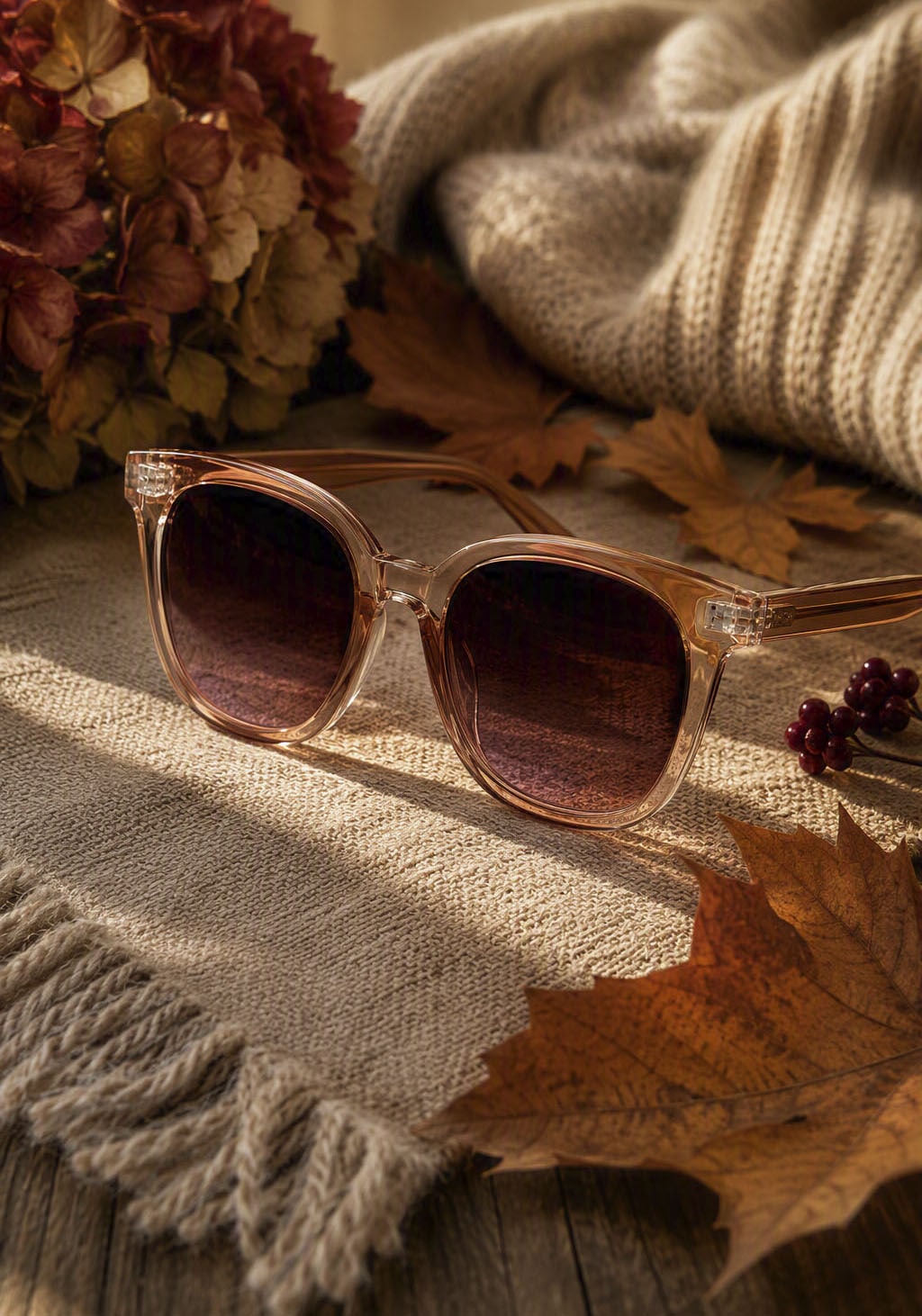 Image of Laura Scott Sonnenbrille mit transparentem Rahmen & goldfarbendem Detail - NEW