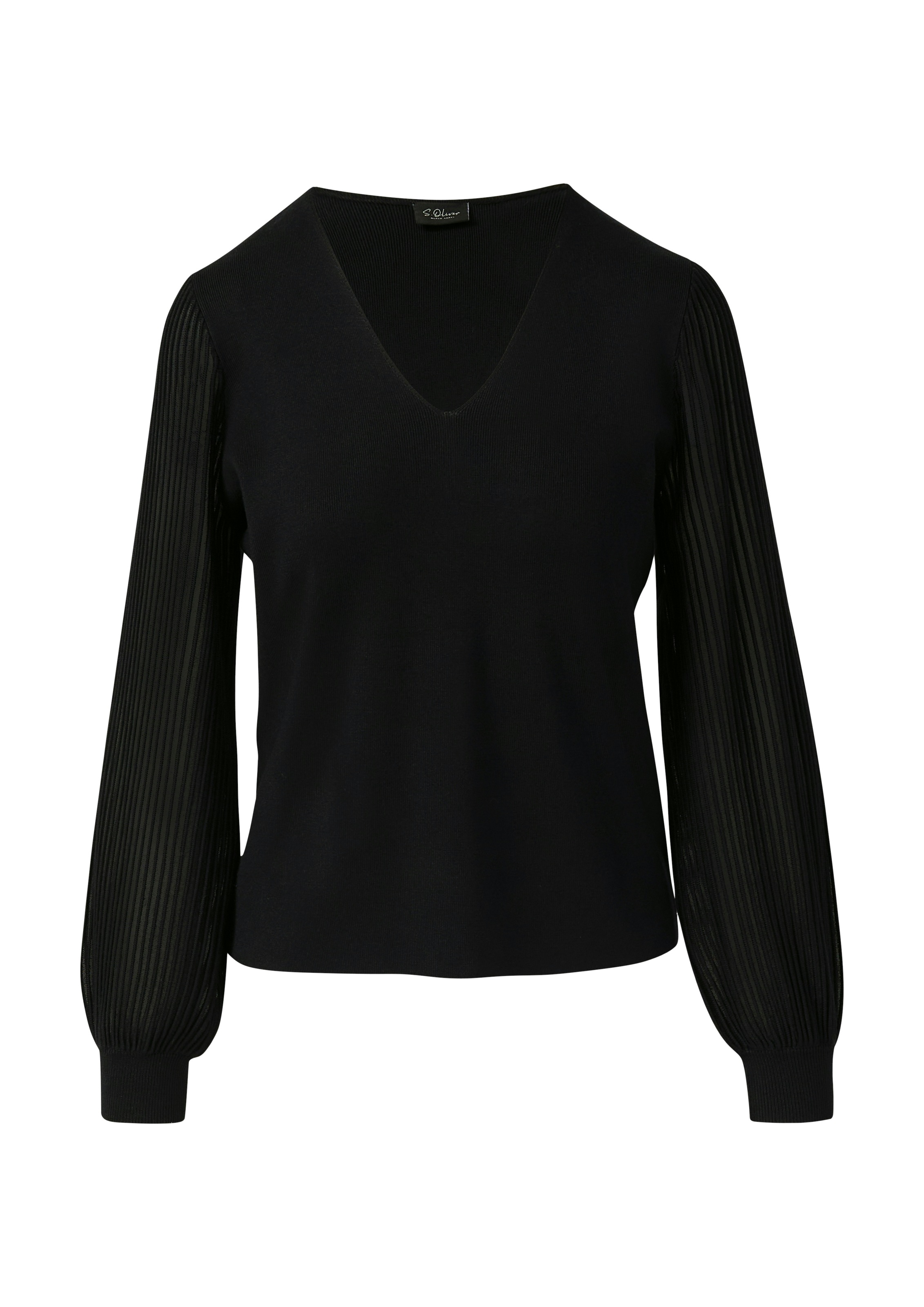s.Oliver BLACK LABEL Pull en tricot avec manches semi-transparentes