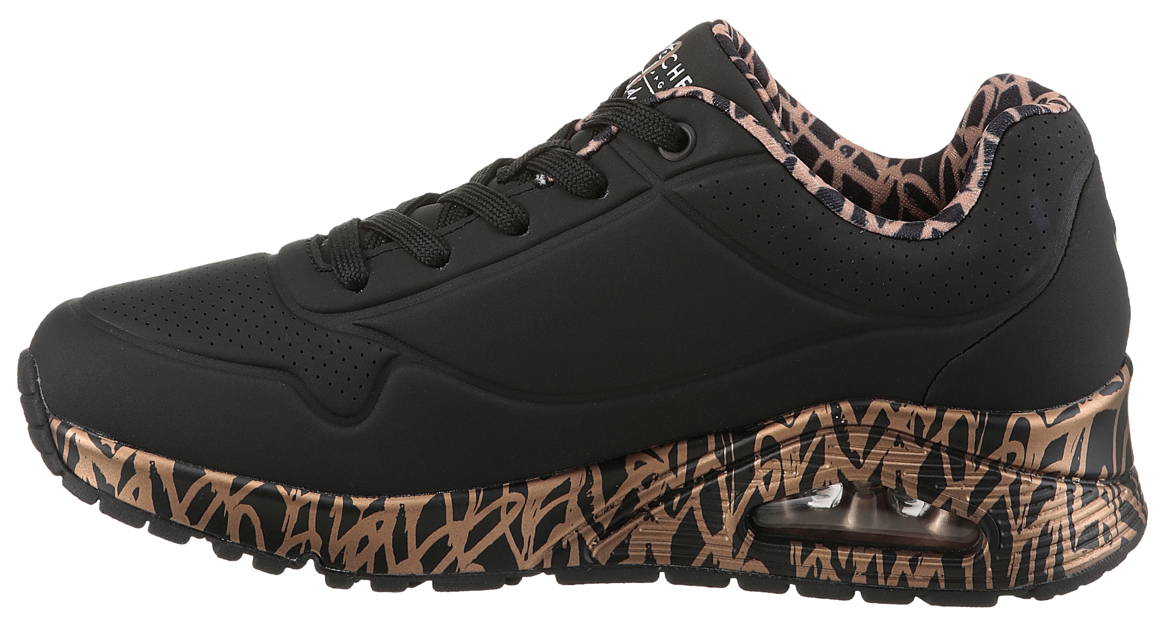 Skechers Wedgesneaker »UNO-LOVING LOVE«  Freizeitschuh, Halbschuh, Schnürschuh mit coolem Graffiti-Print