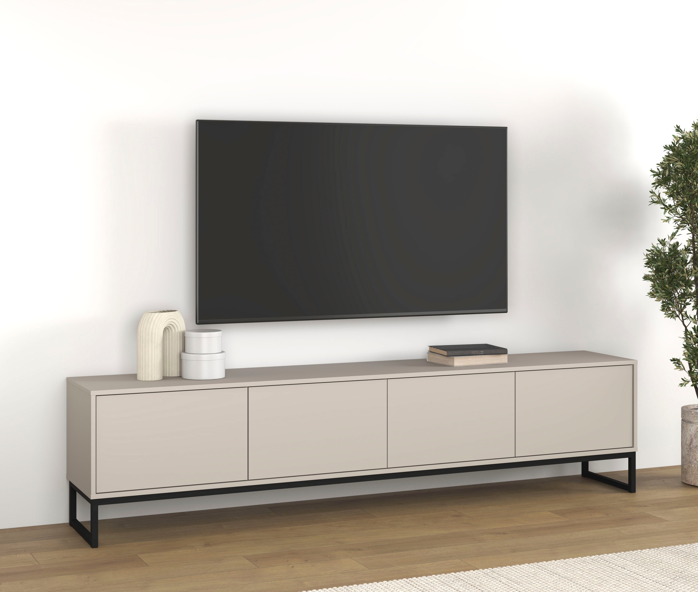 Image of GOODproduct Lowboard "Olbia, Breite 208,5 cm, TV-Board 4 Klappen, Metallkufen" TV-Kommode mit 4 Klappen, push-to-open-Funktion
