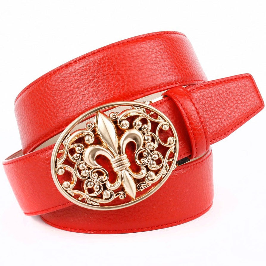 Anthoni Crown Ledergürtel, mit Lilien Emblem