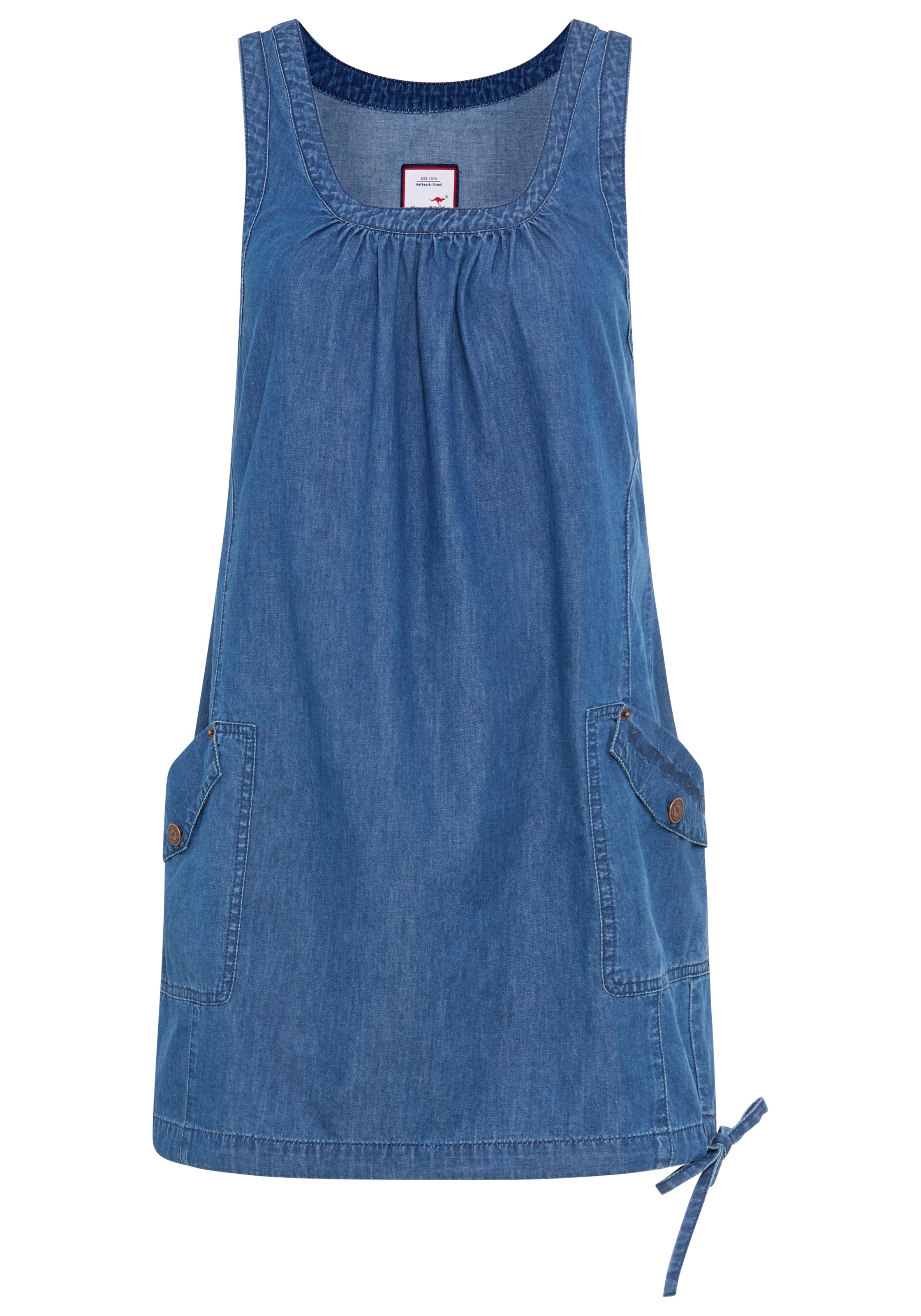 KangaROOS Jeanskleid aufgesetzte Taschen knielang,  trendig,  aus Baumwolle,  ärmellos