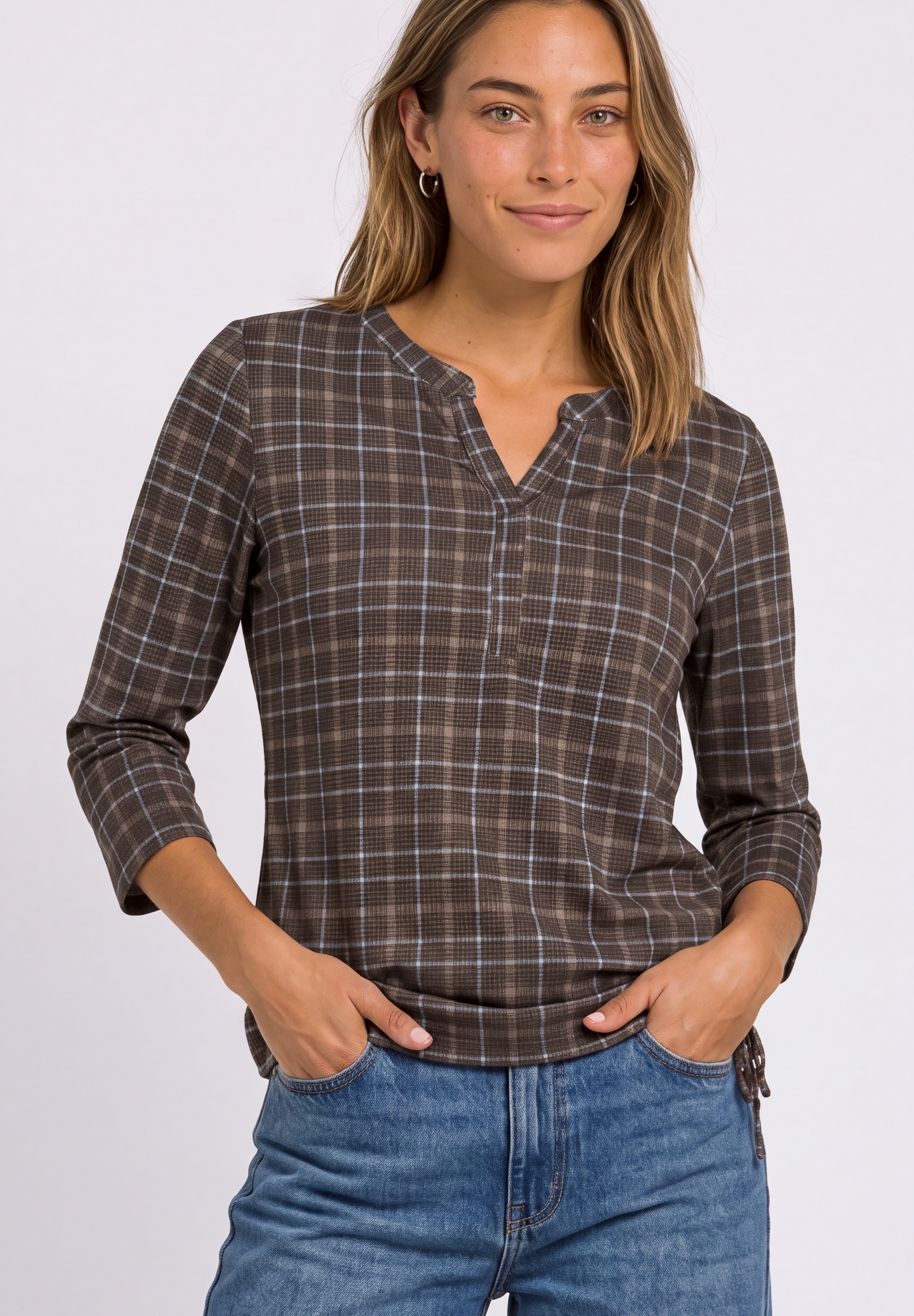 Image of STREET ONE 3/4-Arm-Shirt Sommershirt mit Split Neck und Print