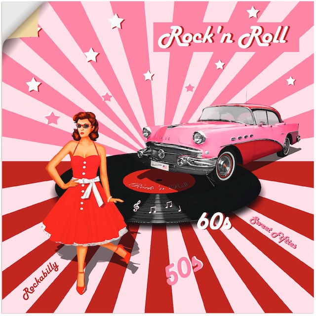 Artland Wandbild »Rock'n Roll die 50er Jahre«, Auto, (1 St.), als Alubild,  Leinwandbild, Wandaufkleber oder Poster in versch. Grössen bequem kaufen