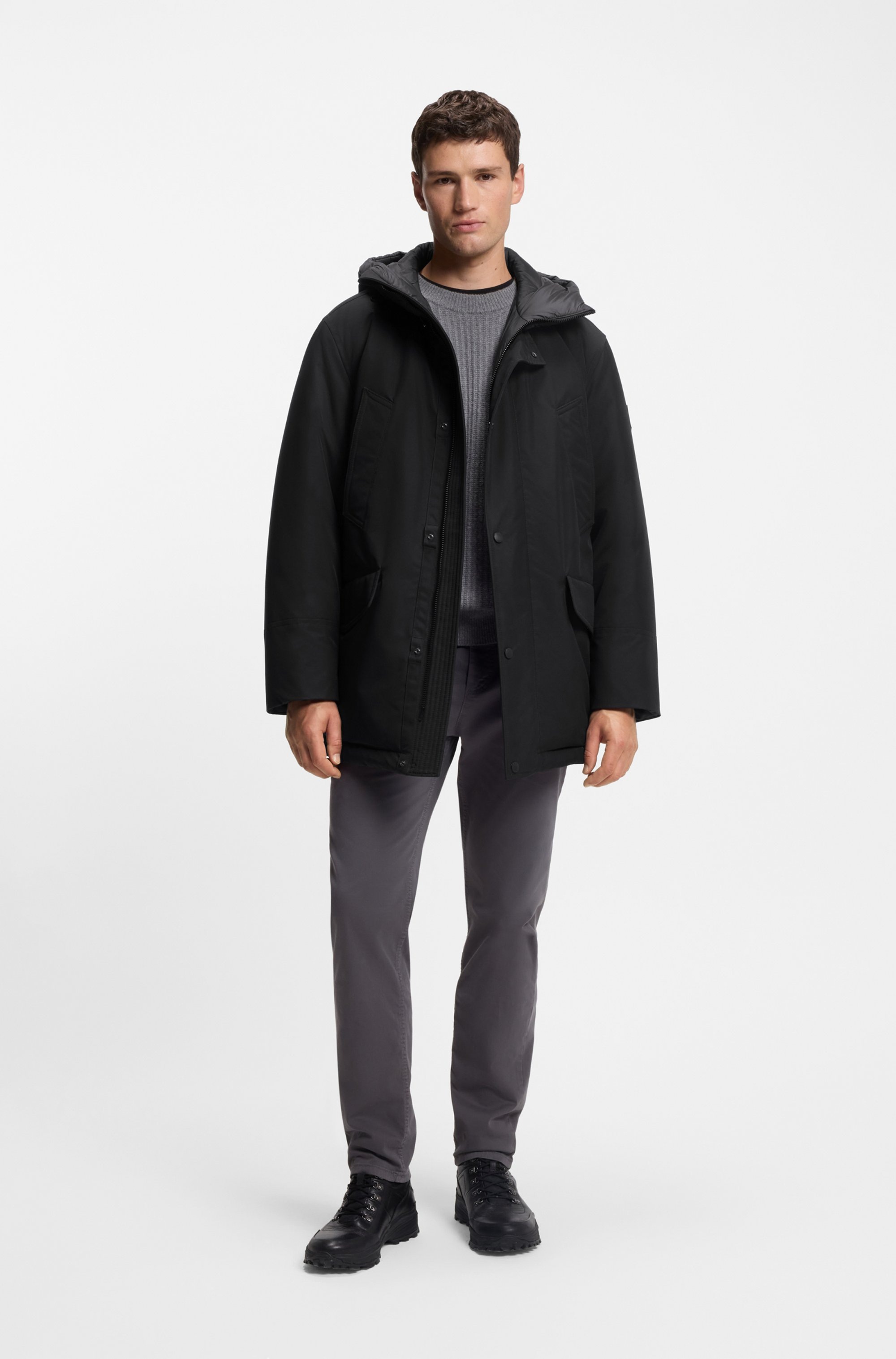 BOSS ORANGE Parka »Osiass«, mit Kapuze, relaxed fit, mit wattierter Kapuze, verdeckter Reissverschluss
