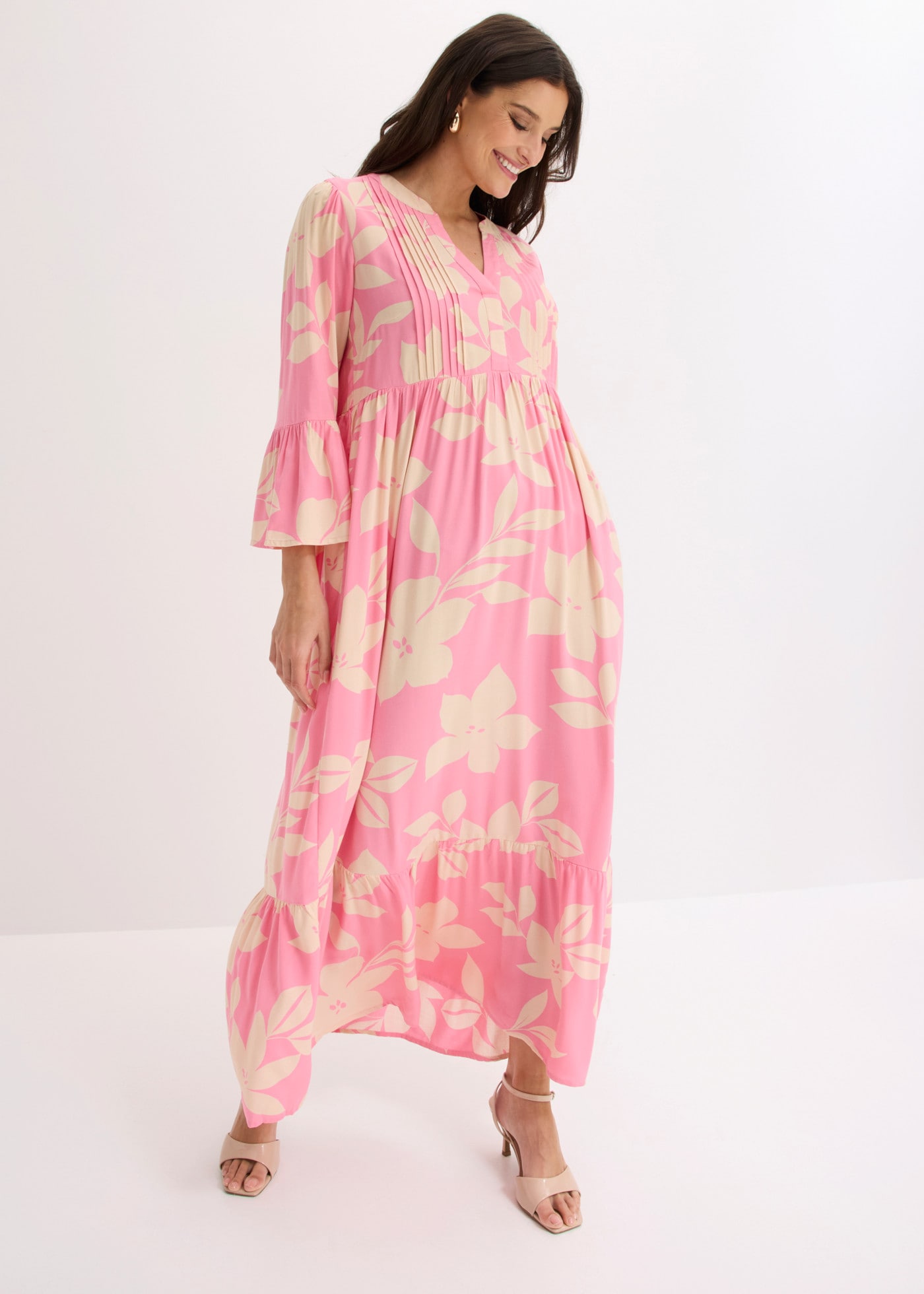 bonprix Maxikleid »Maxikleid aus fliessender Viskose« für modischen Auftritt, aus Viskose, A-Linie, 3/4-Ärmel