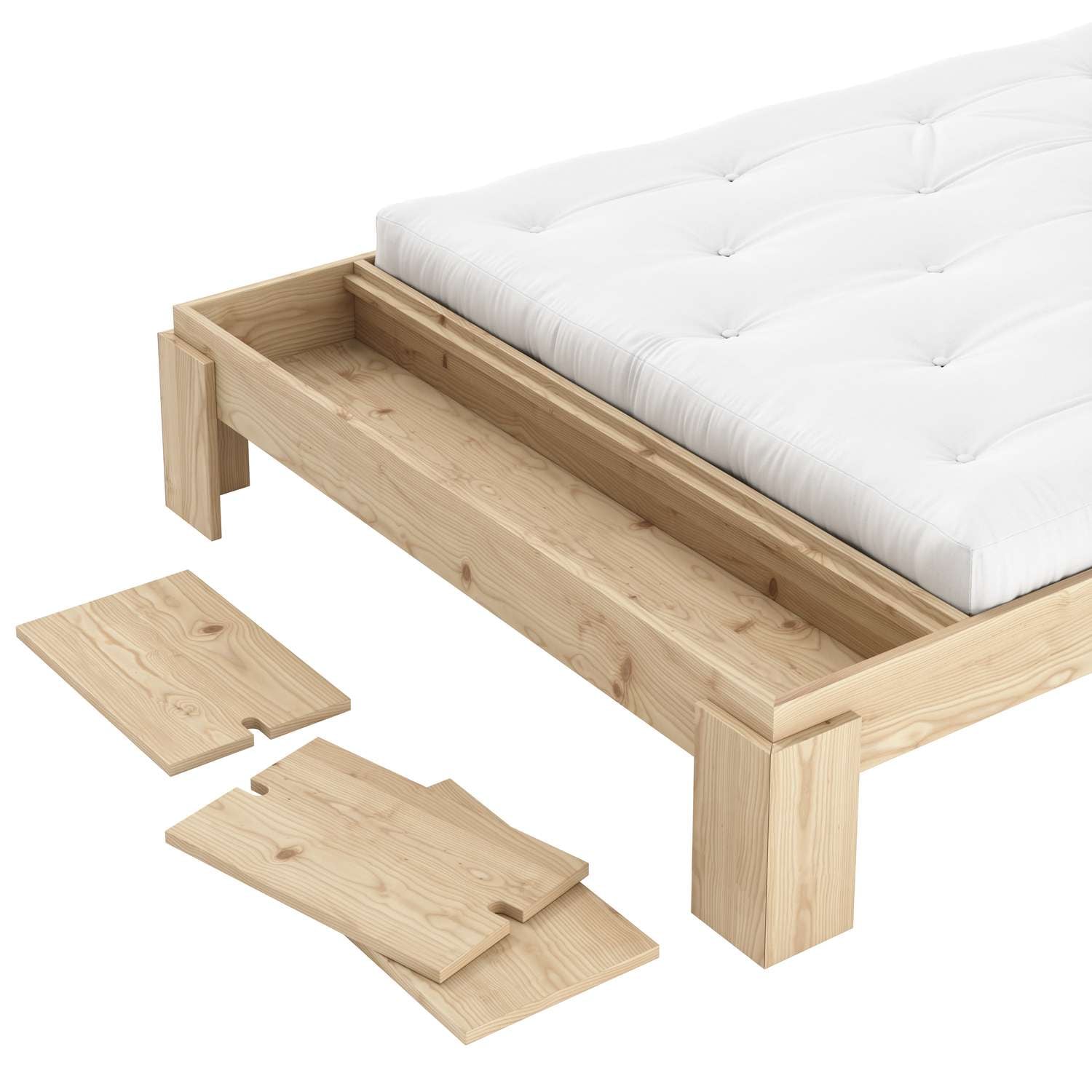 Karup Design Stauraumbett »Layers Bed Bench, Bettgestell mit Aufbewahrungsbank, mehrere Grössen«, inkl. Lattenrost, excl. Matratze, FSC®-zertifiziertes Massivholz
