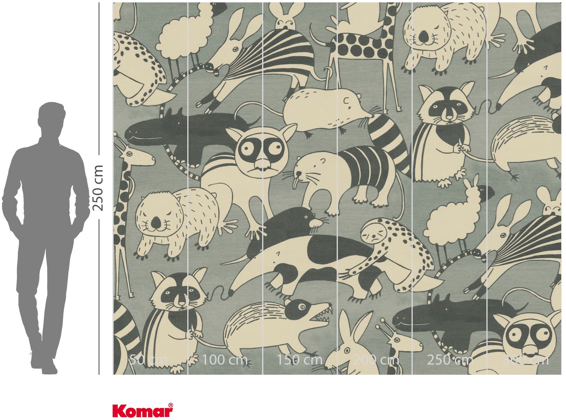 Komar Fototapete »Vlies Fototapete - Wobble Zoo - Grösse 300 x 250 cm« Motiv | bedruckt glatt