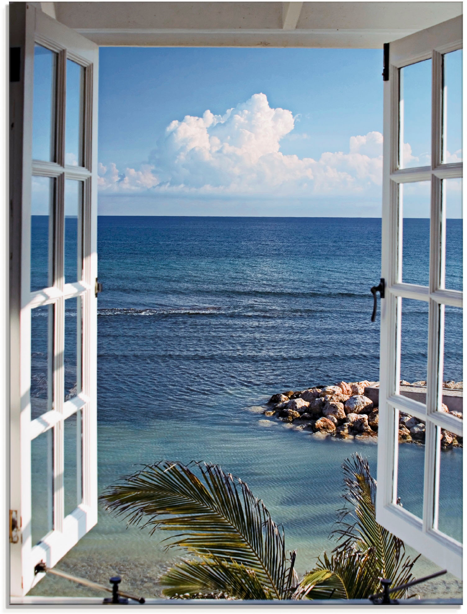 Image of Artland Glasbild "Fenster zum Paradies" Fensterblick 1 Stk. tlg. in verschiedenen Grössen