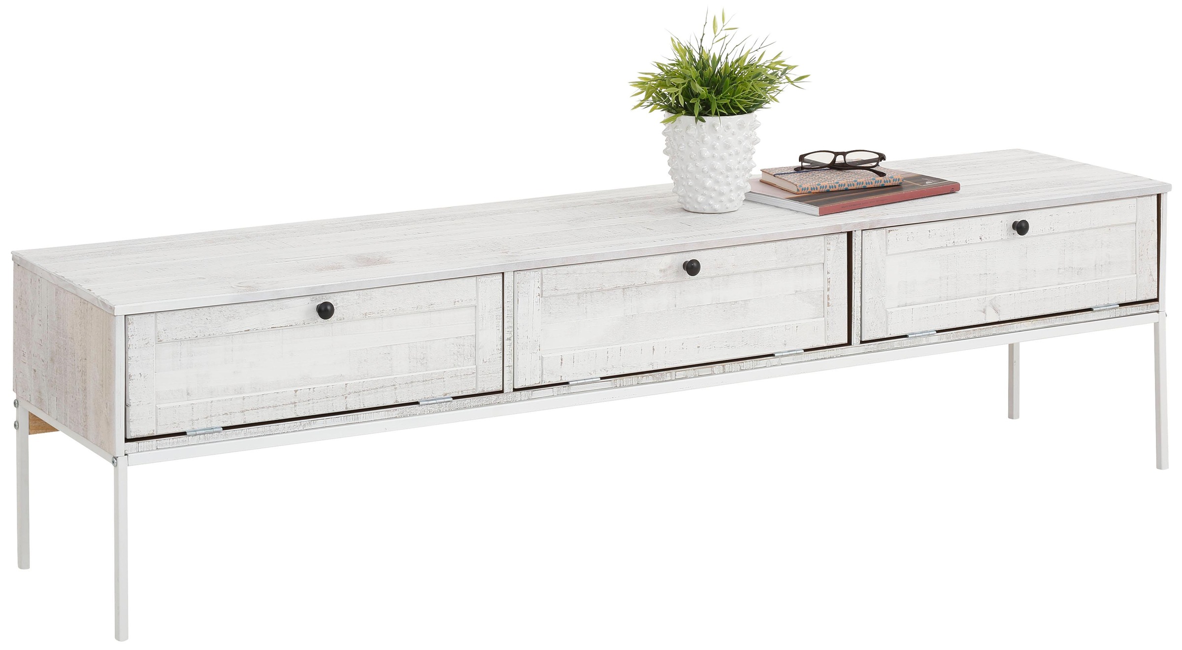 Image of GOODproduct Lowboard "Freya" Kommode mit 3 Klappen, Metallgriffen, aus Massivholz, Breite 175 cm