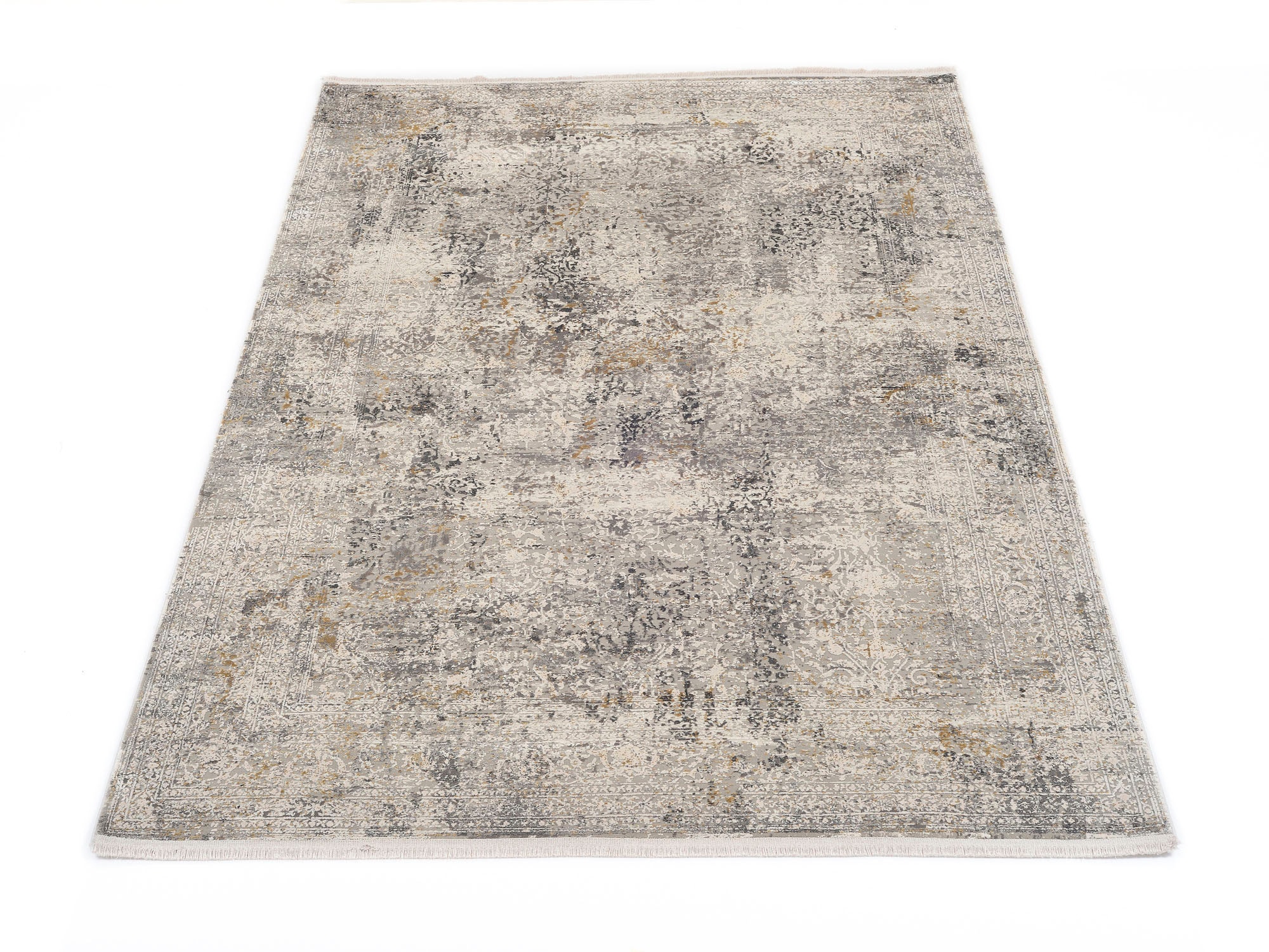 OCI DIE TEPPICHMARKE Teppich »BESTSELLER CAVA«, rechteckig, 8 mm Höhe, Glanz Viskose, mit Fransen, Hoch Tief Struktur, Vintage, Wohnzimmer