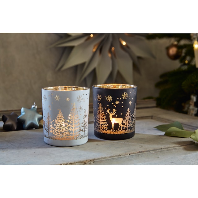 Creativ deco Teelichthalter »Weihnachtsdeko«, (4 St.), mit goldfarbener  Innenseite bequem kaufen