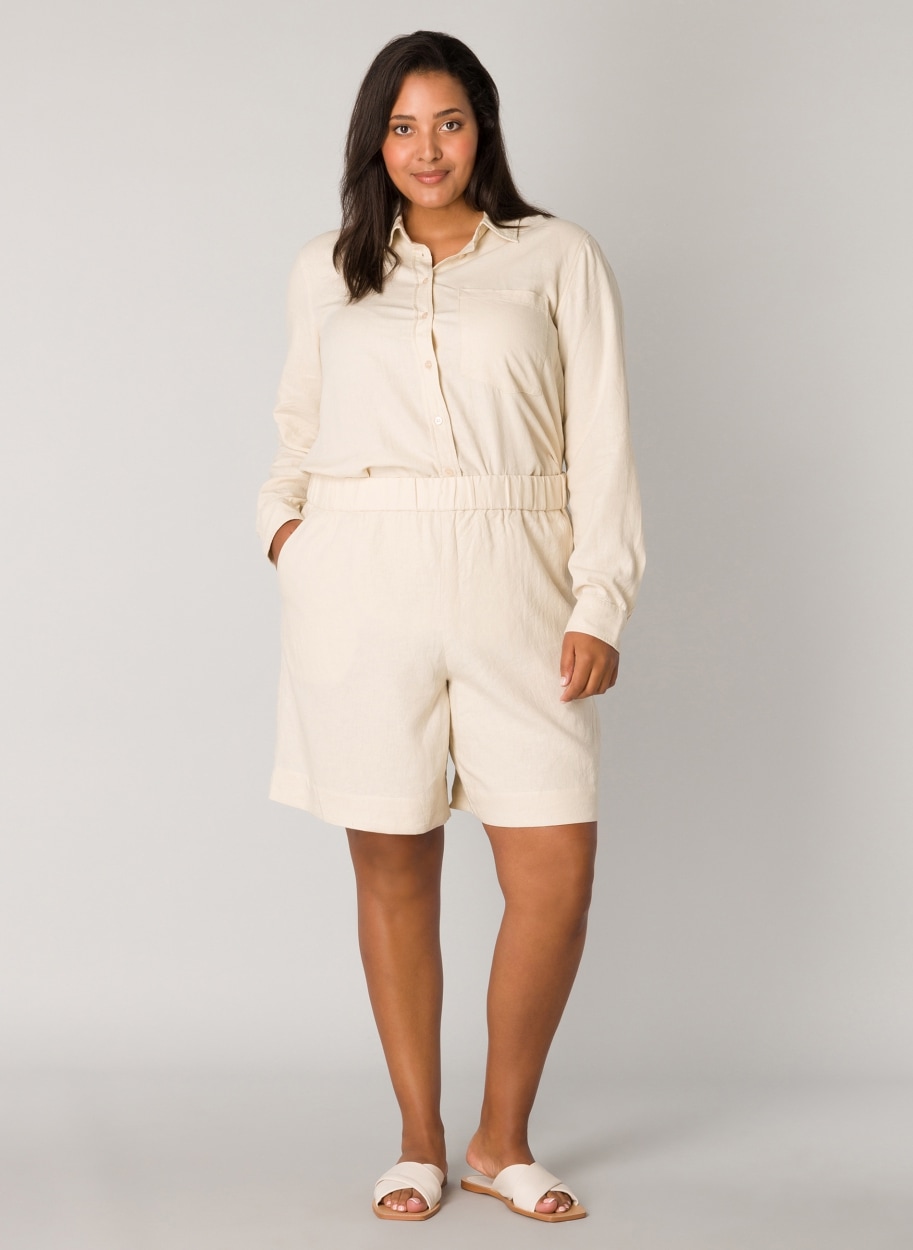 Base Level Curvy Short de détente »YARDAN«  Sommerhose aus Leinen und Viskose und mit elastischem Bund