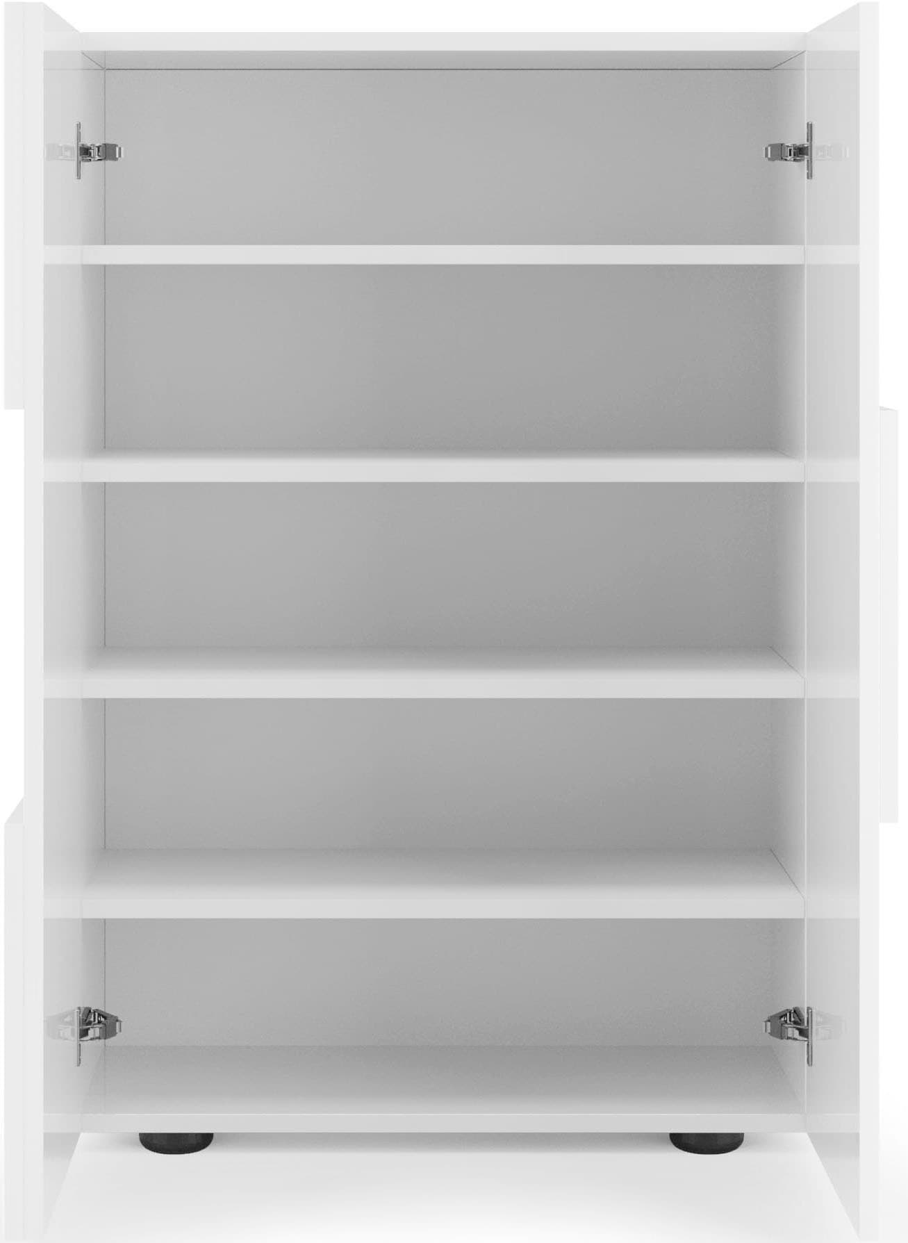 Home affaire Armoire à chaussures »Dama Breite 78 cm, Höhe 116 cm, Schuhkommode,« Front in 3D-Optik, 4 Einlegeböden, ca. 17 Paar Schuhe