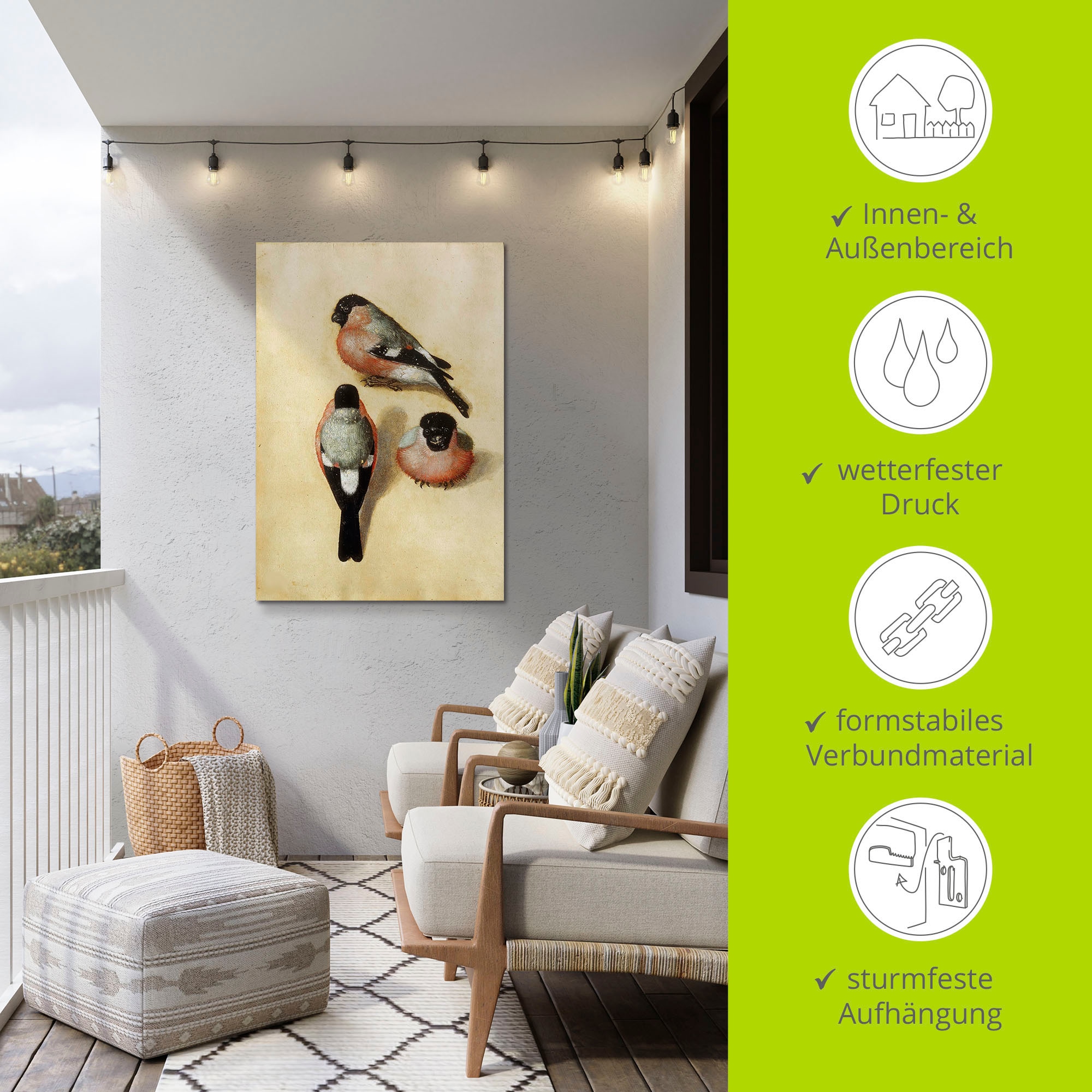 Artland Alu-Dibond-Druck »Vogel in drei Positionen.1520«, Vogelbilder, (1 St.), für Innen- und Aussenbereich geeignet, Outdoorbild