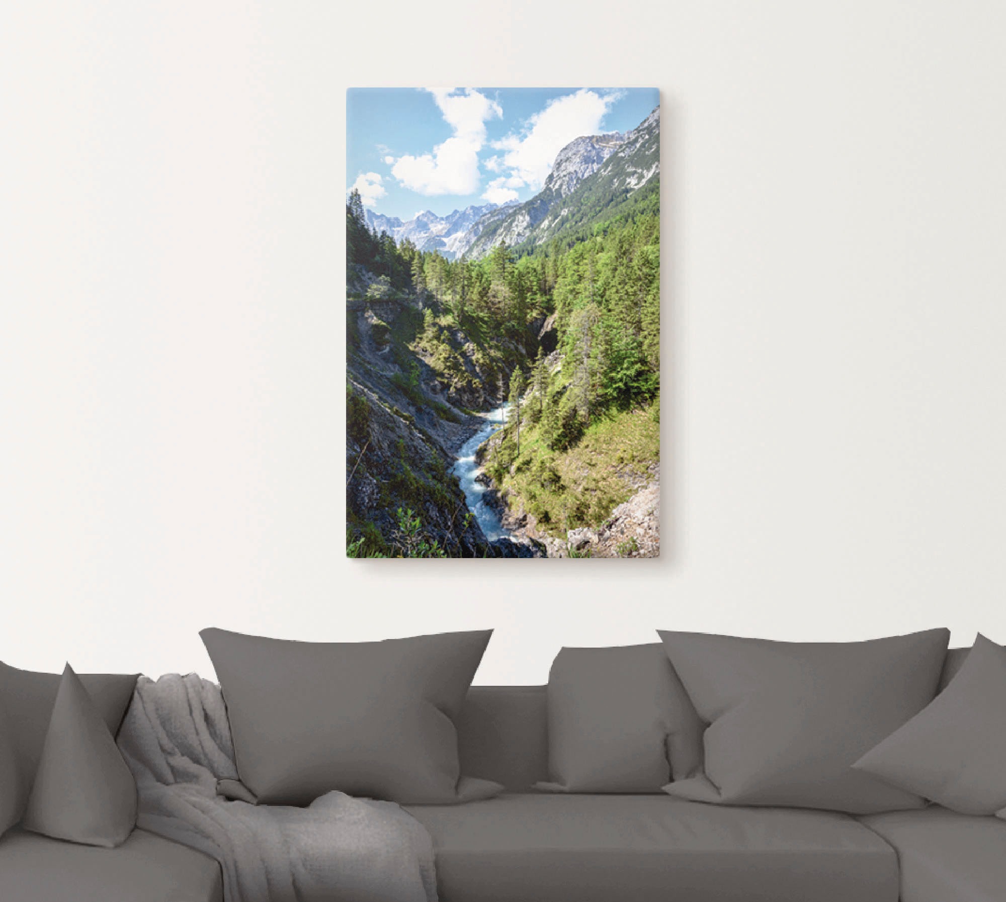 Artland Leinwandbild »Fluss schlängelt sich durch Tal« Berge 1 Stk. tlg. auf Holzrahmen gespannt