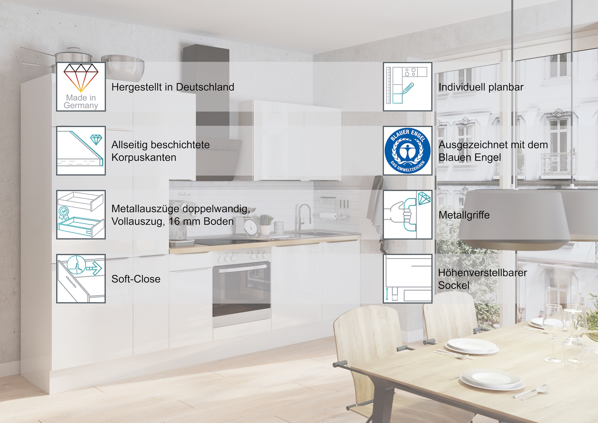 KOCHSTATION Armoire réfrigérée encastrable »KS-Lucy« Breite 60 cm, m. 2 Türen, 1 Klappe, Soft-Close, höhenverstellbare Füsse