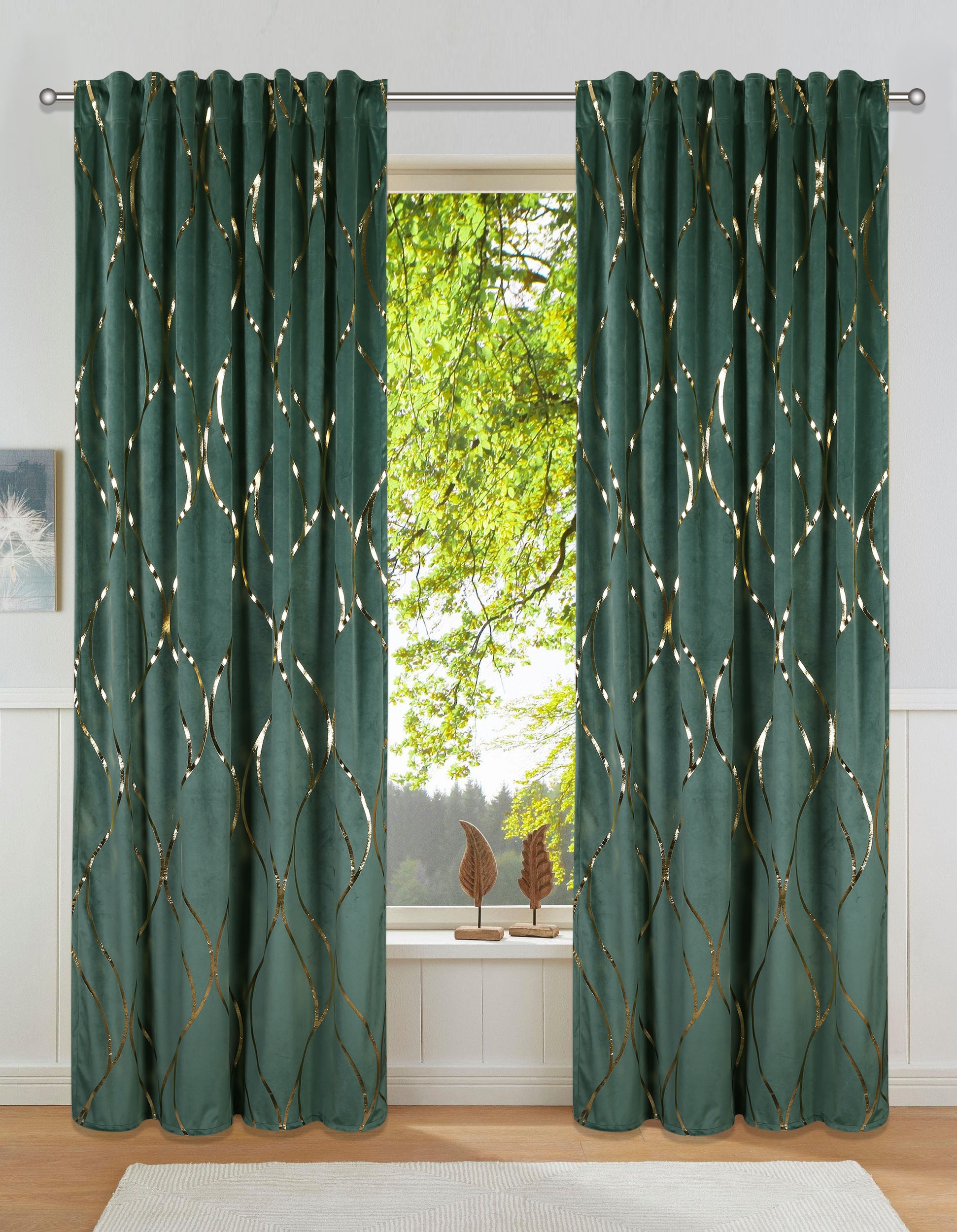 Image of Leonique Vorhang »Mika«, (1 St.), blickdicht, weiche Oberfläche mit Foliendruck, verschiedene Grössen, Samt bei Ackermann Versand Schweiz