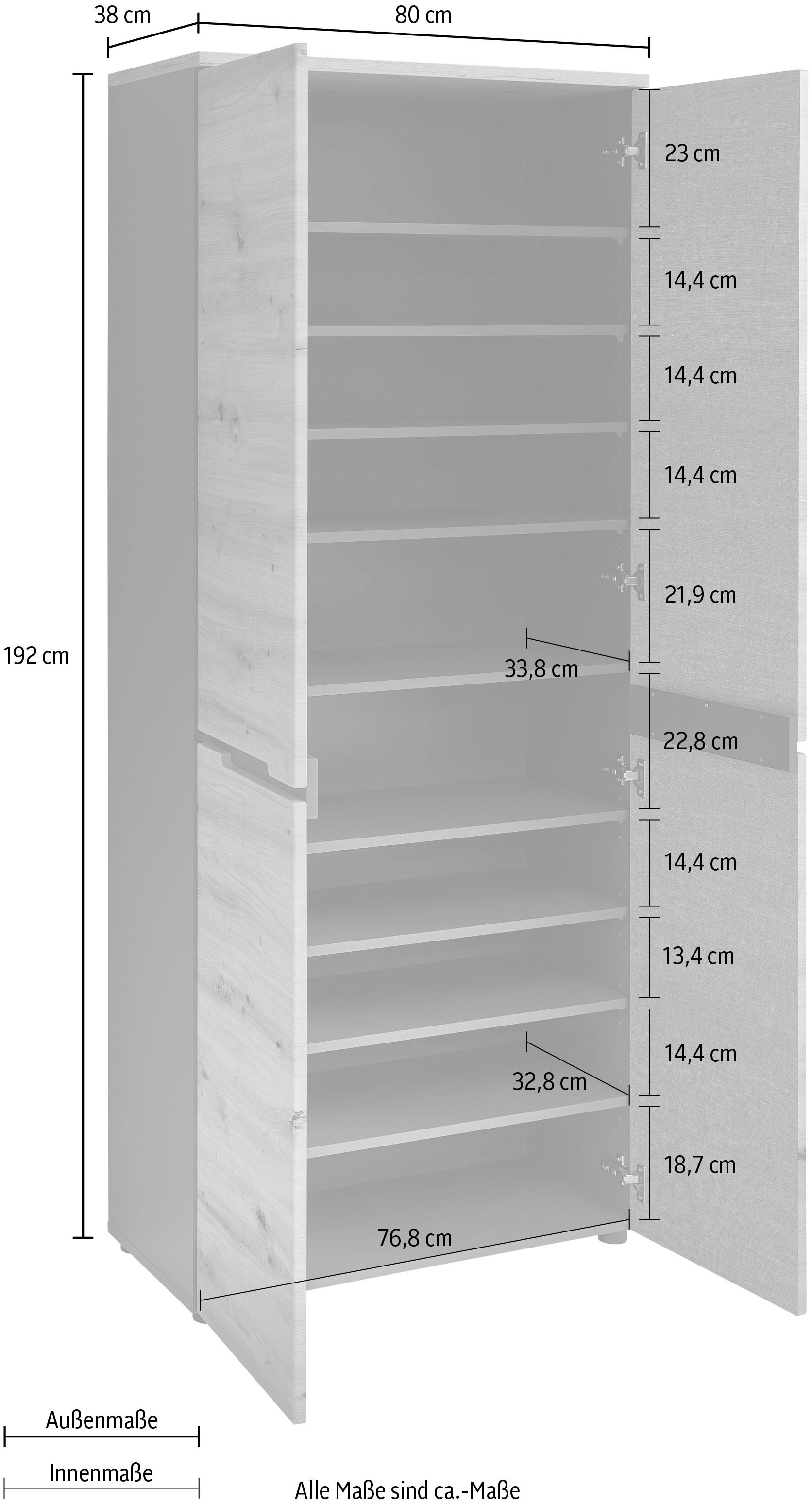 Innostyle Schuhschrank »Memphis Garderobenschrank,  80x192x38cm (B/H/T)« 1 Stk. tlg.