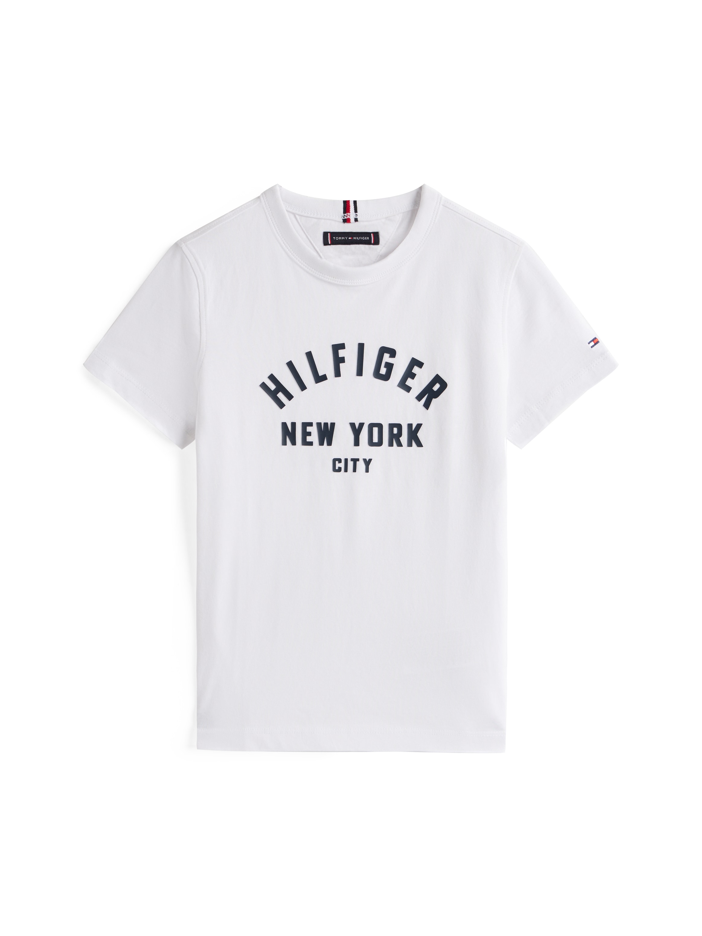 Tommy Hilfiger T-Shirt »CURVED HILFIGER GRAPHIC TEE SS«, für Kinder bis 16 Jahre, grosser Logo-Print