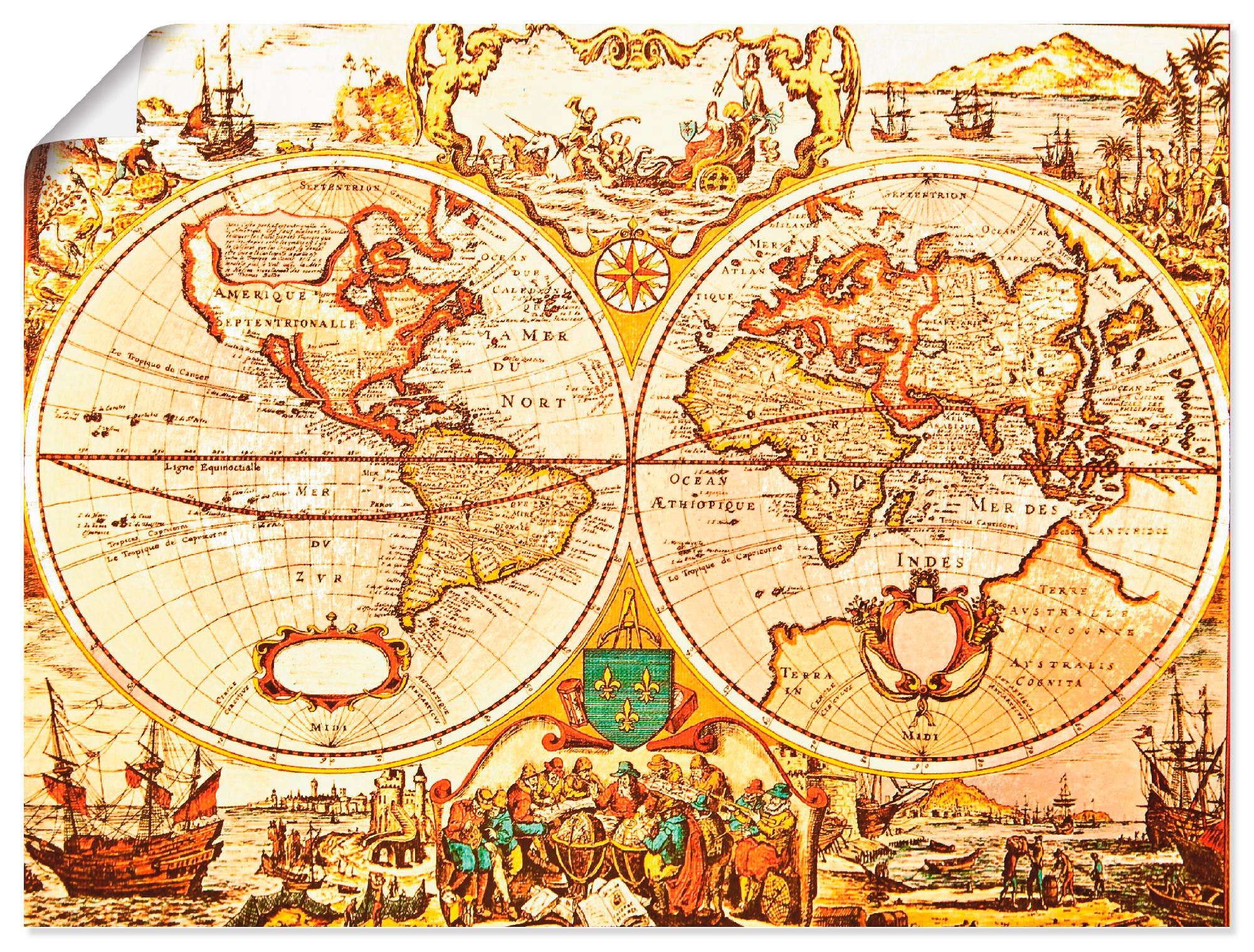 Image of Artland Wandbild »Antike Weltkarte«, Landkarten, (1 St.), in vielen Grössen & Produktarten - Alubild / Outdoorbild für den Aussenbereich, Leinwandbild, Poster, Wandaufkleber / Wandtattoo auch für Badezimmer geeignet bei Ackermann Versand Schweiz