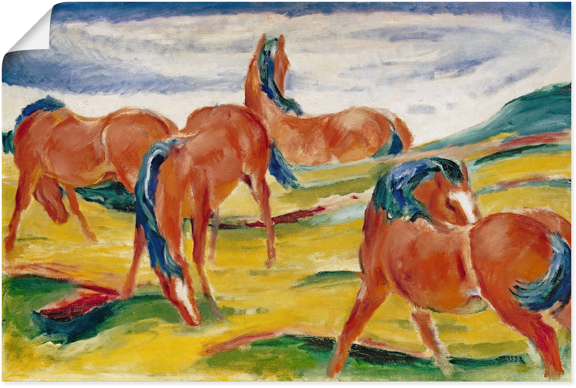 Image of Artland Wandbild »Weidende Pferde III. 1910«, Haustiere, (1 St.), in vielen Grössen & Produktarten - Alubild / Outdoorbild für den Aussenbereich, Leinwandbild, Poster, Wandaufkleber / Wandtattoo auch für Badezimmer geeignet bei Ackermann Versand Schweiz