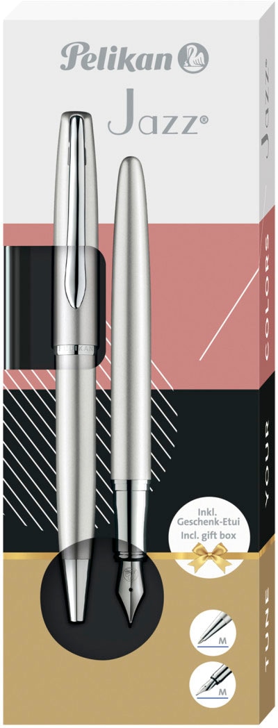 Pelikan Füllhalter »Jazz® Noble Elegance, silberfarben«, (Set), mit Kugelschreiber