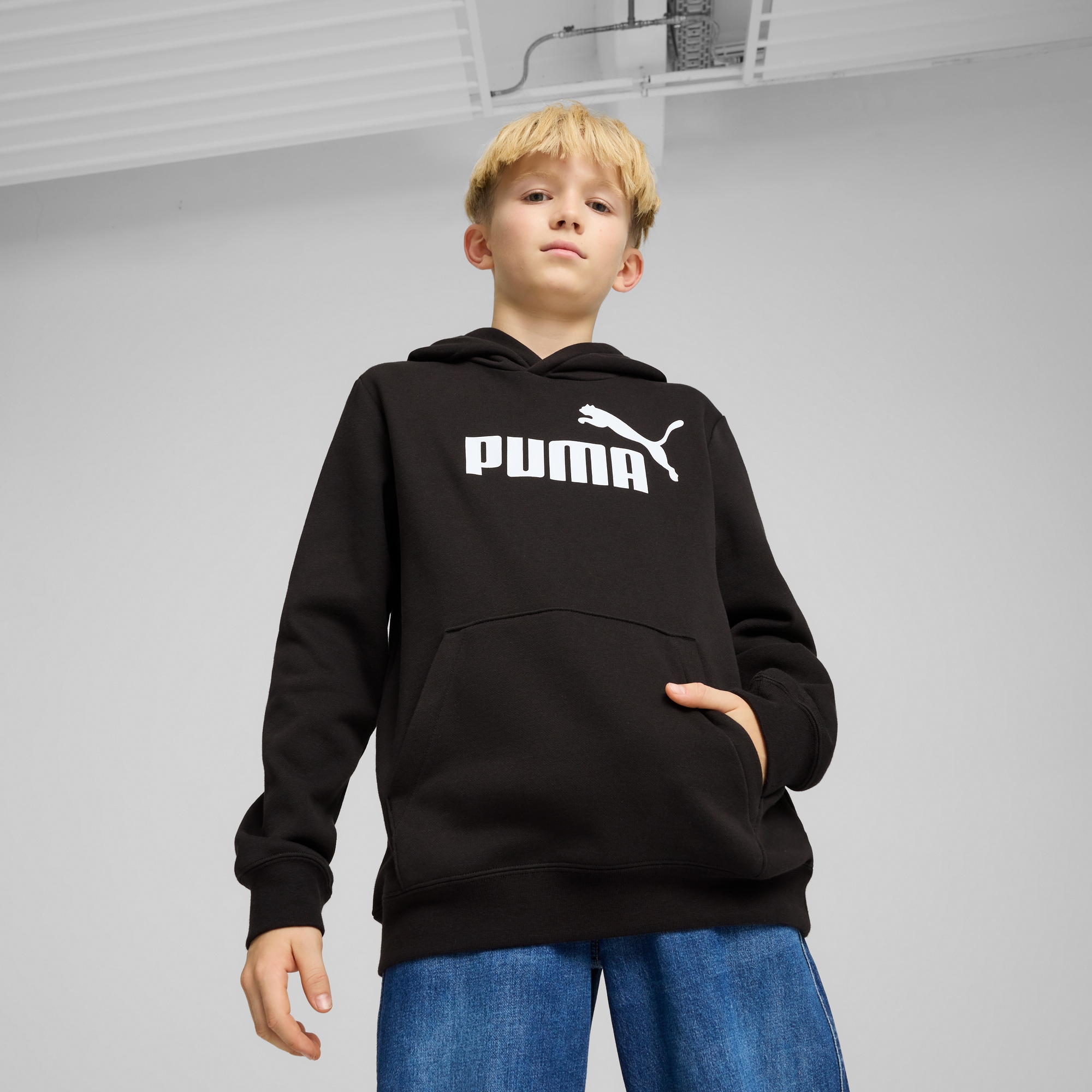 Image of PUMA Kapuzensweatshirt "ESS NO 1 LOGO HOODIE FL B", mit Rundhalsausschnitt, mit Kapuze mit Jerseyfutter