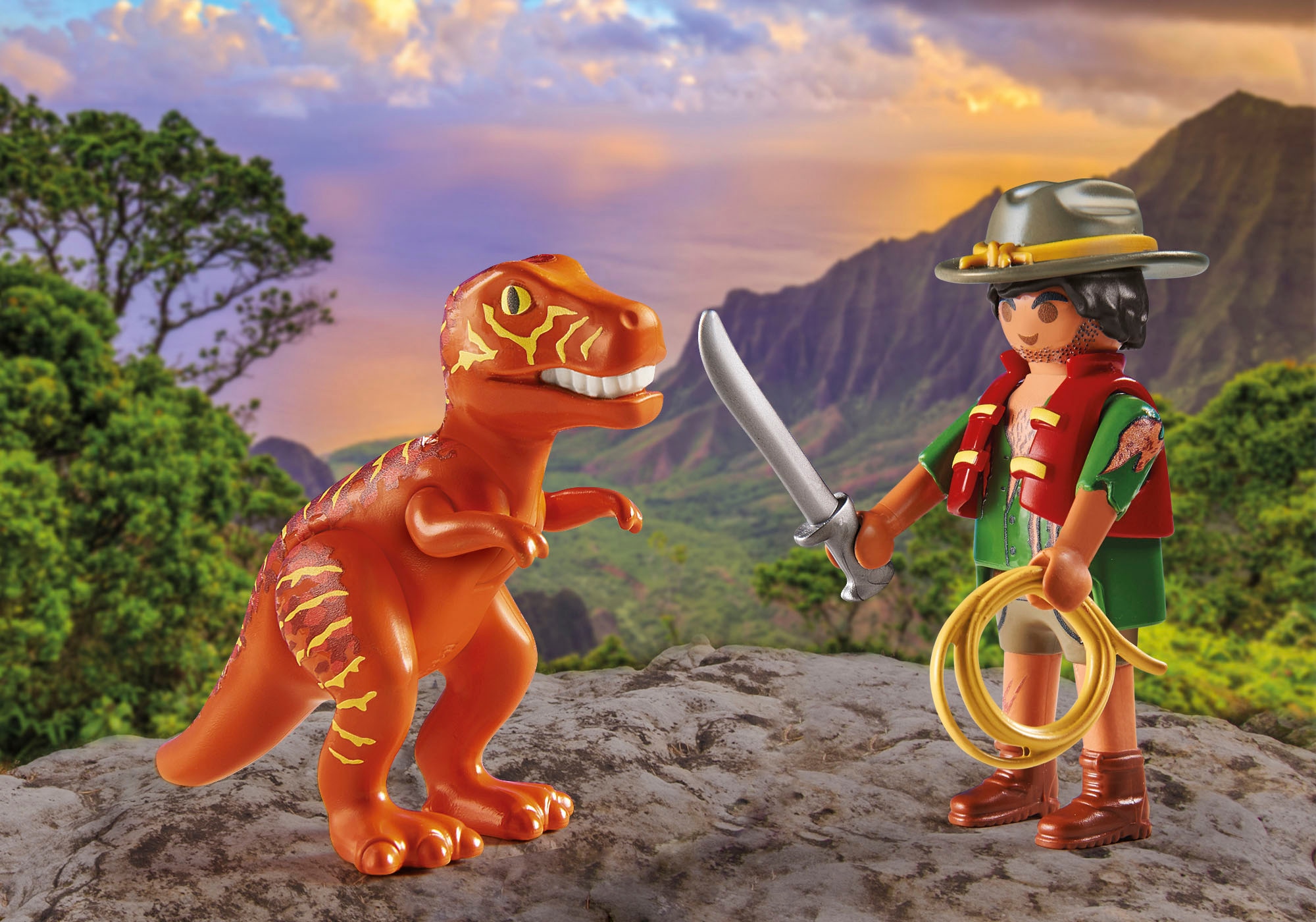 Playmobil® Konstruktions-Spielset »Abenteurer mit T-Rex (71206), DuoPack«, (5 St.), Made in Europe