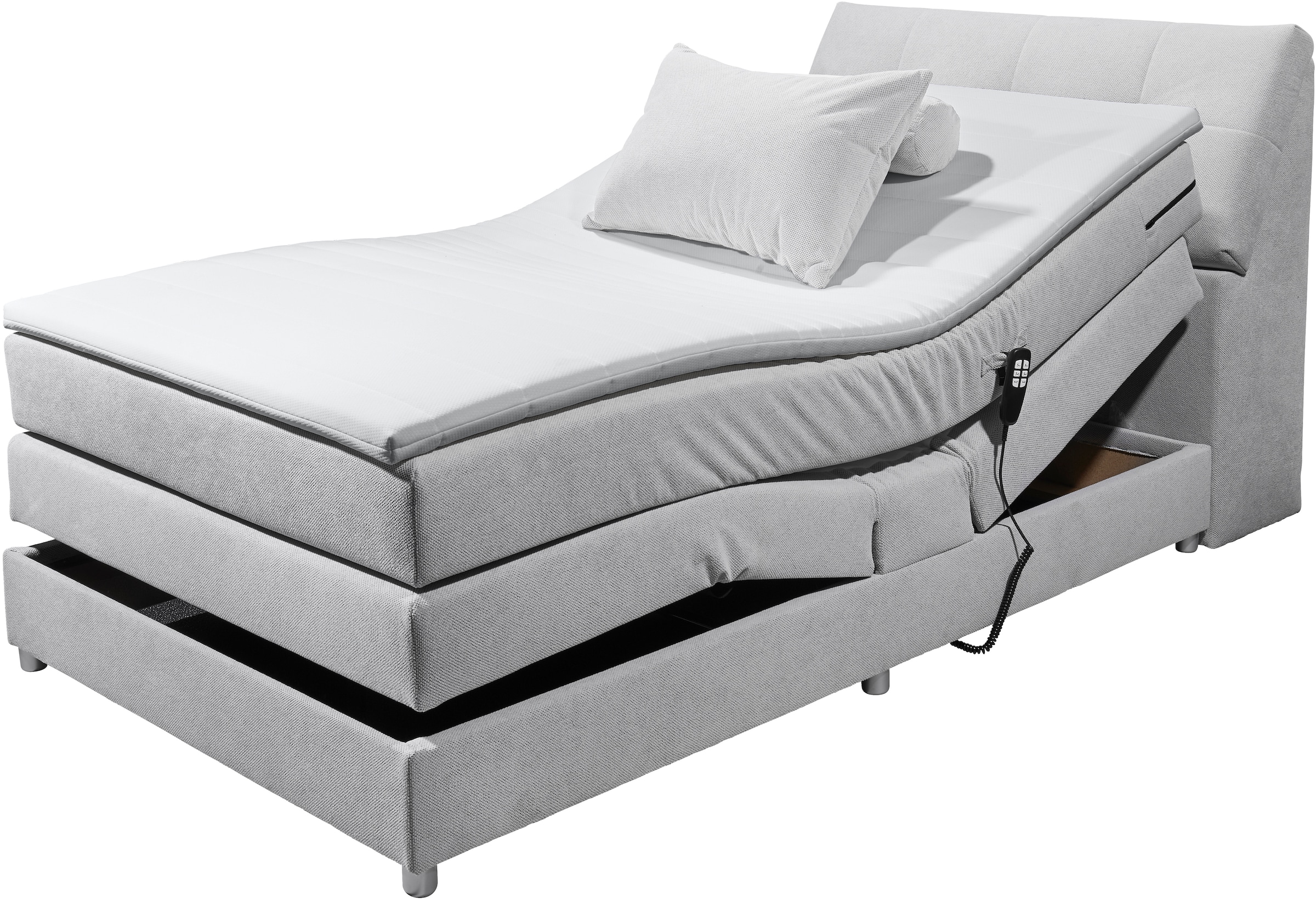 ED EXCITING DESIGN Lit boxspring »Toulouse« inkl. Motor, inkl. Stauraum im Kopfteil