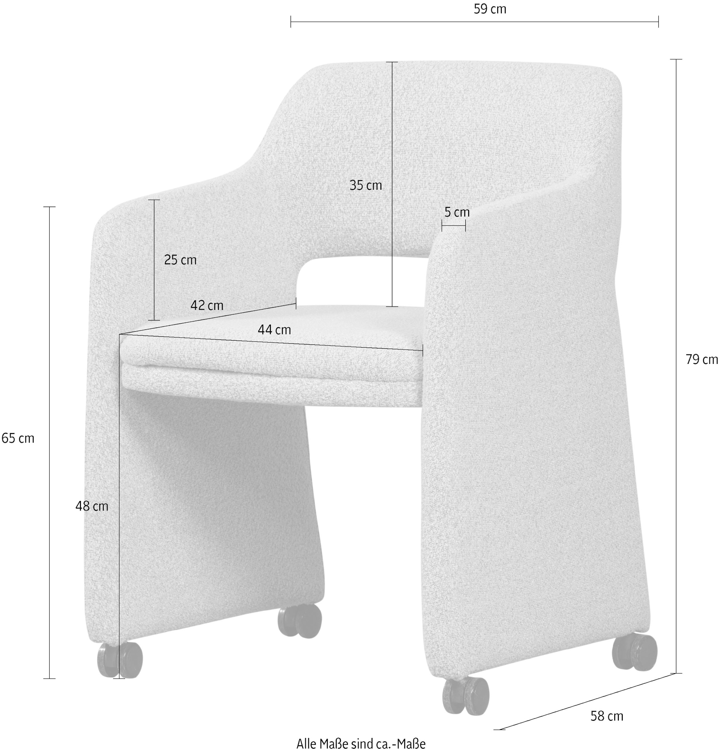 WOOOD Chaise de salle à manger »Lyric mit Ceyo-Bouclé-Bezug und Rollen B 59 x T 58 x H 79 cm« () Capacité de charge 120 kg, haute résistance à l'usure, livré monté