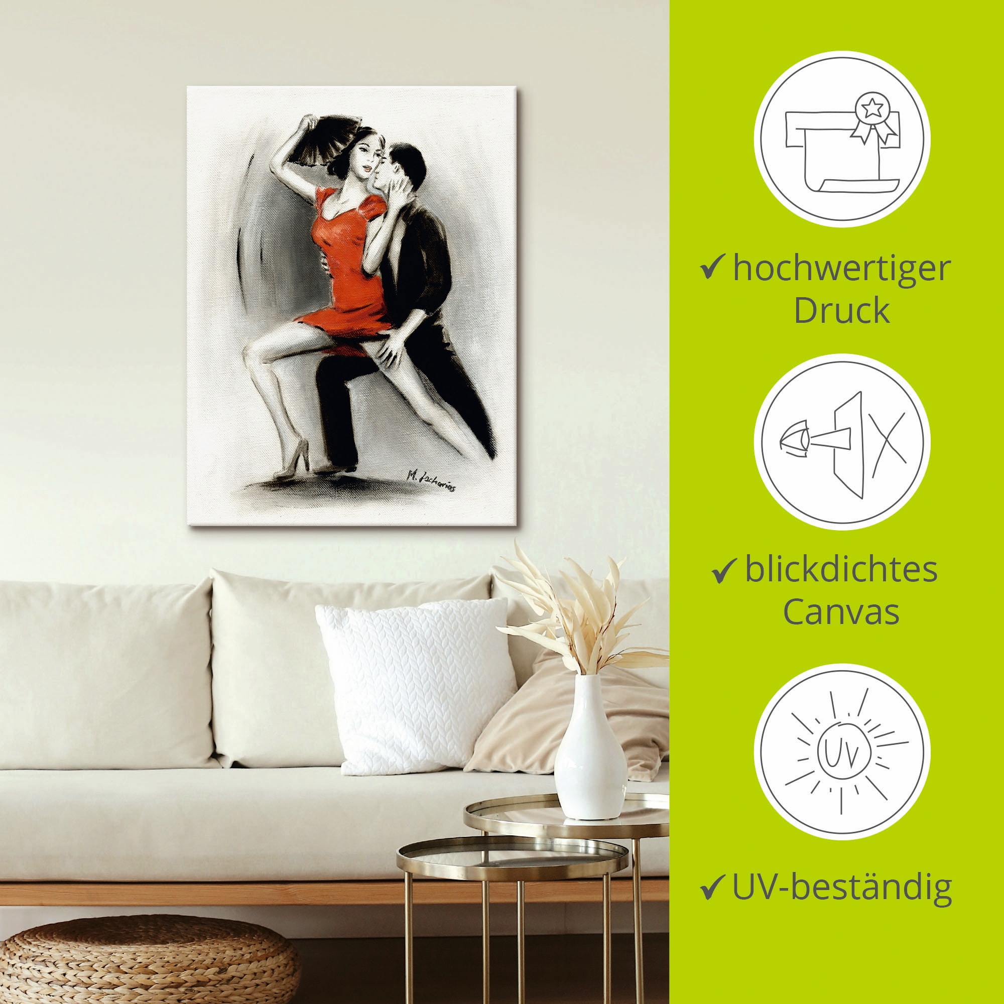 Artland Tableau sur toile »Leidenschaftliches Tanzpaar« 1 cuis tlg. auf Holzrahmen gespannt