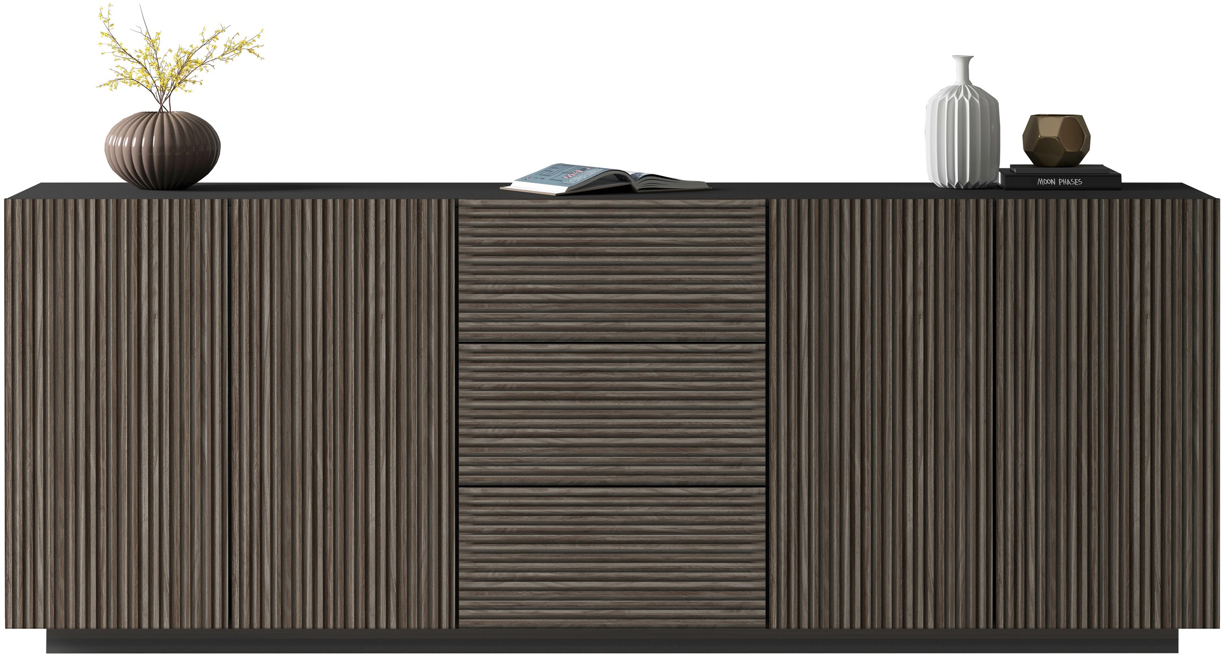 INOSIGN Sideboard »Vega Sideboard,Kommode,220 cm«, mit 4 Türen und 3 Schubladen,Fronten mit Rillen-Optik