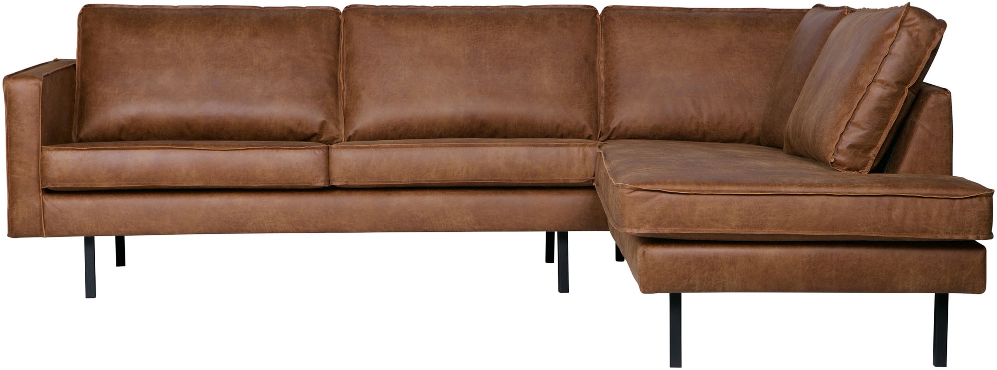 Image of WOOOD Ecksofa "Rodeo Recycling-Lederfaser-Verbundstoff H 85 x B 266 x T 213/86 cm" Tragkraft 250 kg, Metallbeine, pfleigleicht, Gute Verschleissfestigkeit