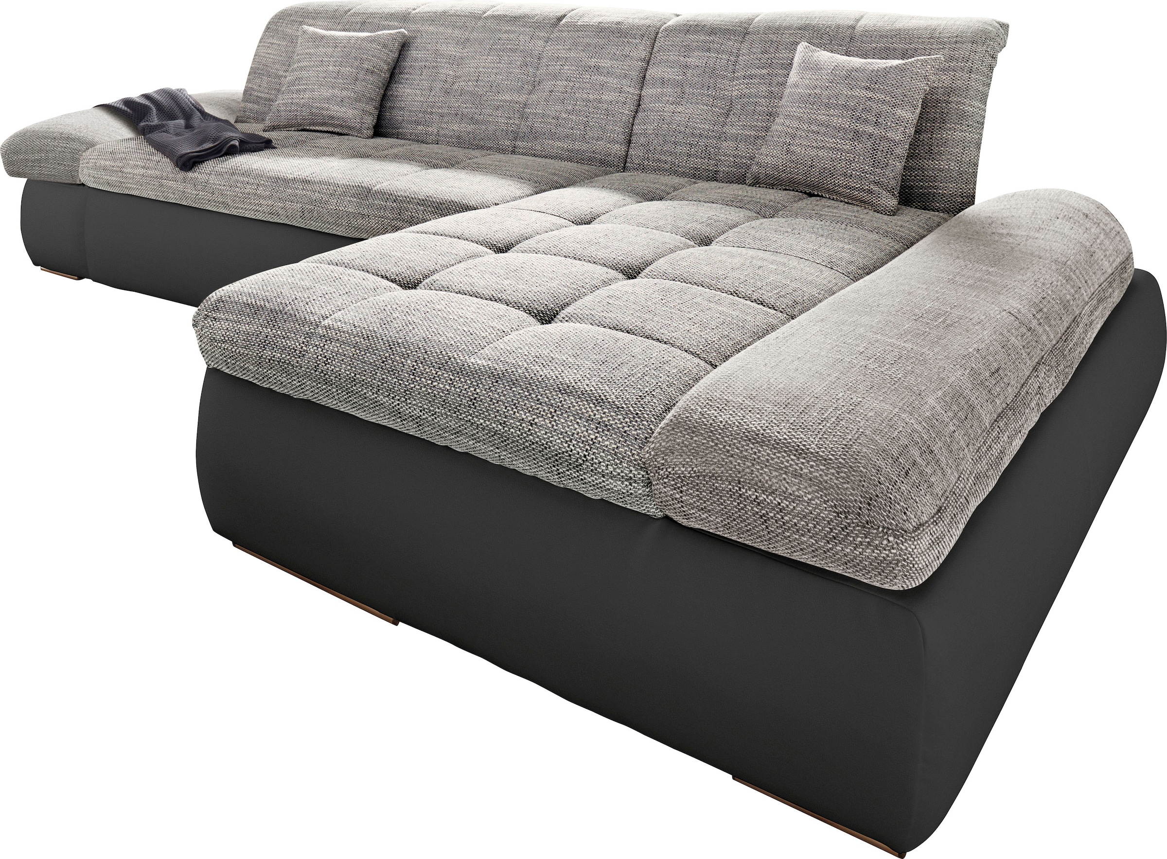 DOMO collection Ecksofa »PB Moric wahlweise mit Bettfunktion + Armteilverstellung, L-Form«, im XXL-Format, B/T/H:300/172/80 cm, feine Steppung