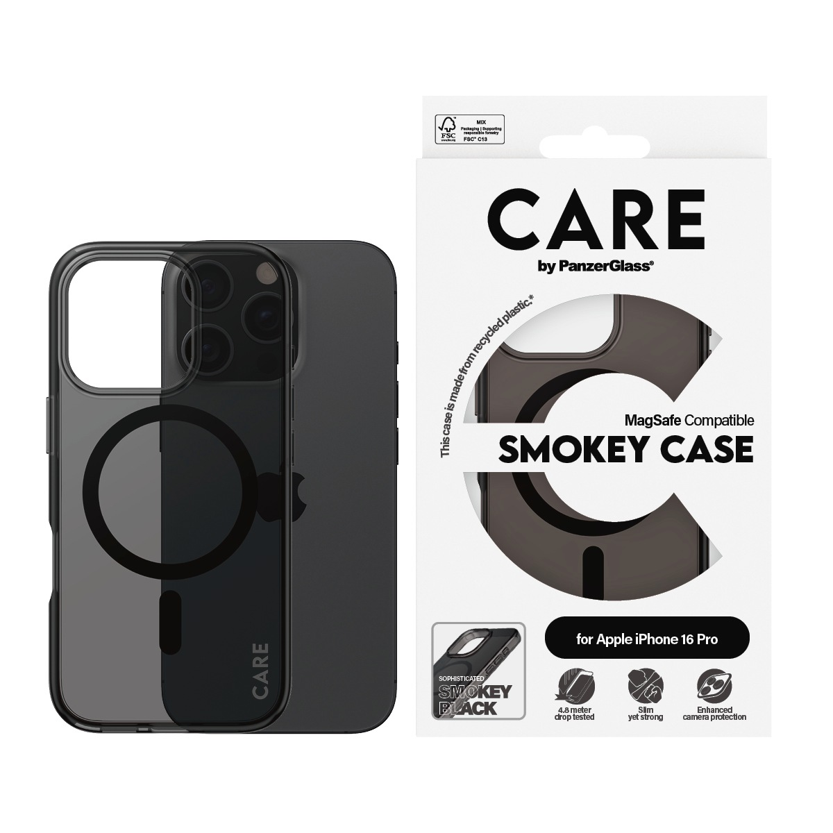 Image of CARE by PanzerGlass Handyhülle "Smokey Case für Apple iPhone 16 Pro" Backcover, Schutzhülle, Handyschutzhülle, Case, Schutzcase, stossfest