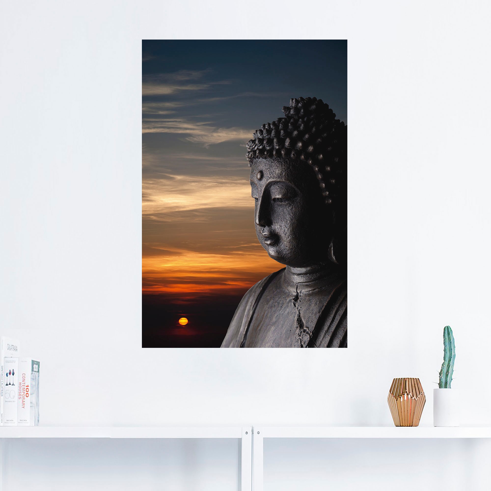 Artland Wandbild »Buddha Statue vor Sonnenuntergang«, Buddhismus, (1 St.), als Alubild, Leinwandbild, Wandaufkleber oder Poster in versch. Grössen