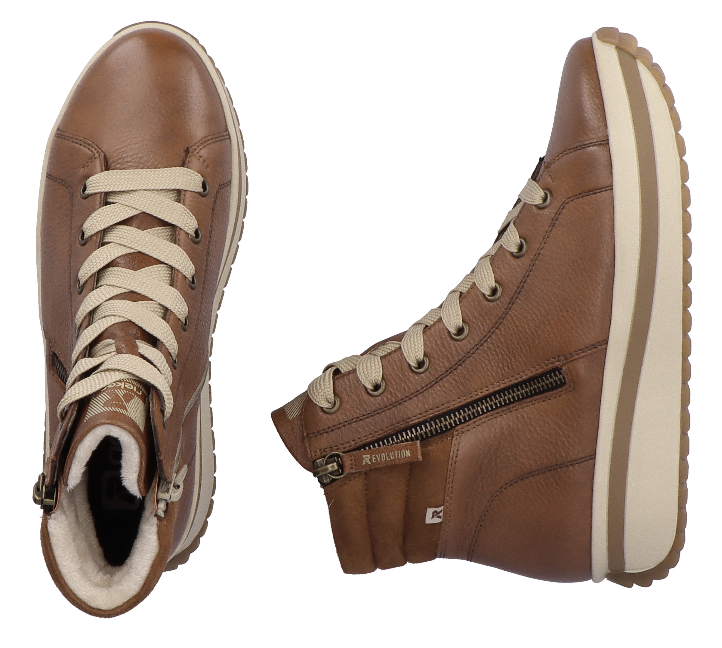 Rieker EVOLUTION Schnürboots, Plateaustiefelette, High Top Sneaker mit zwei Reissverschlüsse