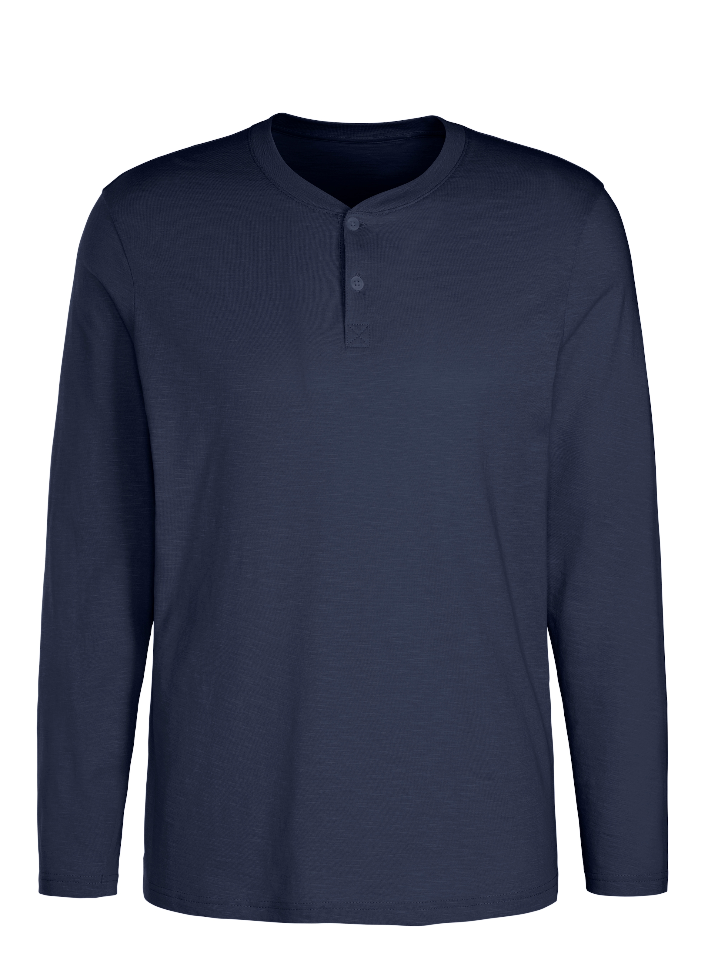 H.I.S Henleyshirt, Langarm, Shirt mit Knopfleiste aus strukturierter Baumwoll-Qualität