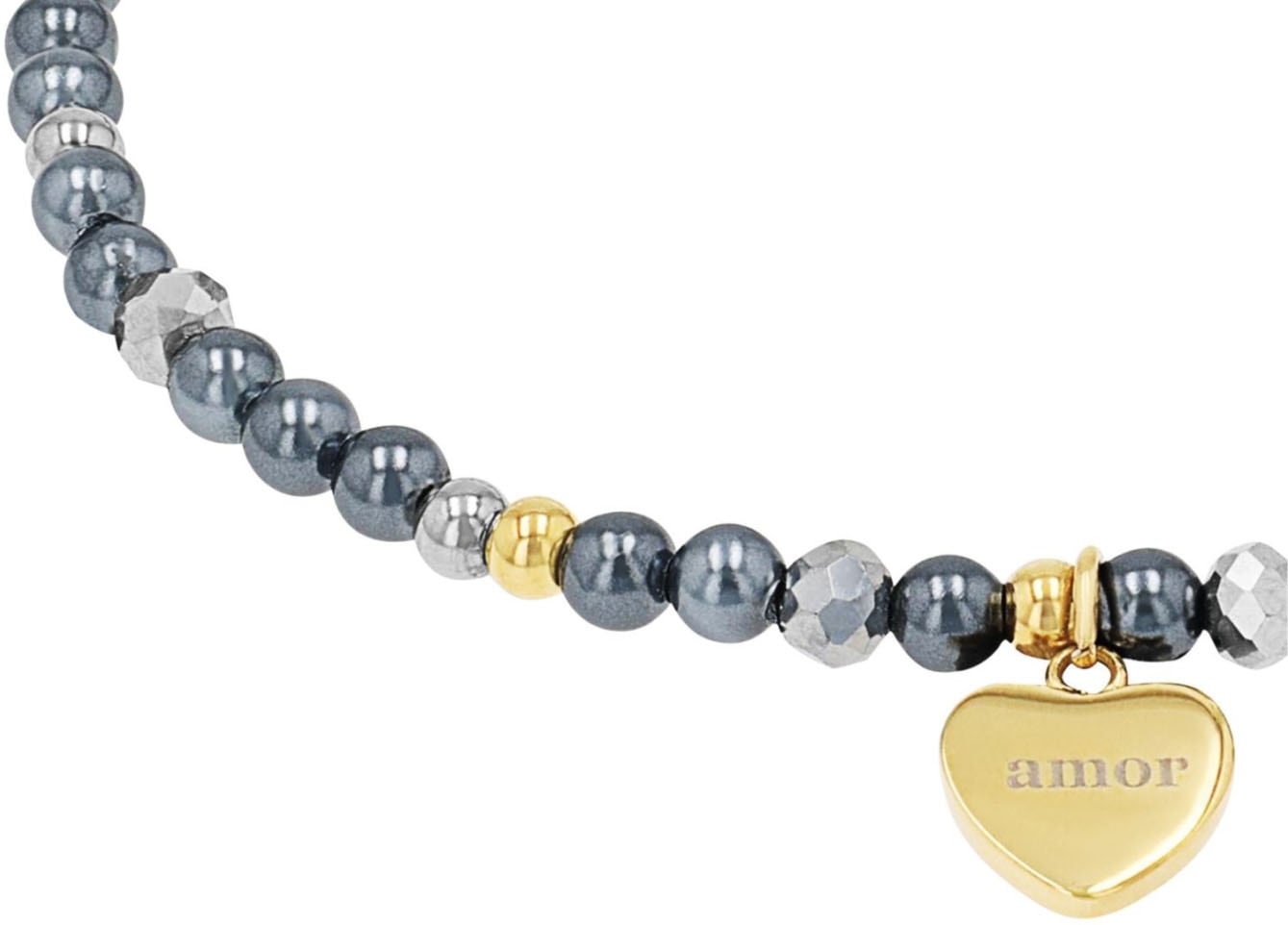 Image of Amor Armband "Herz" mit Hämatit - mit Muschelkernperle