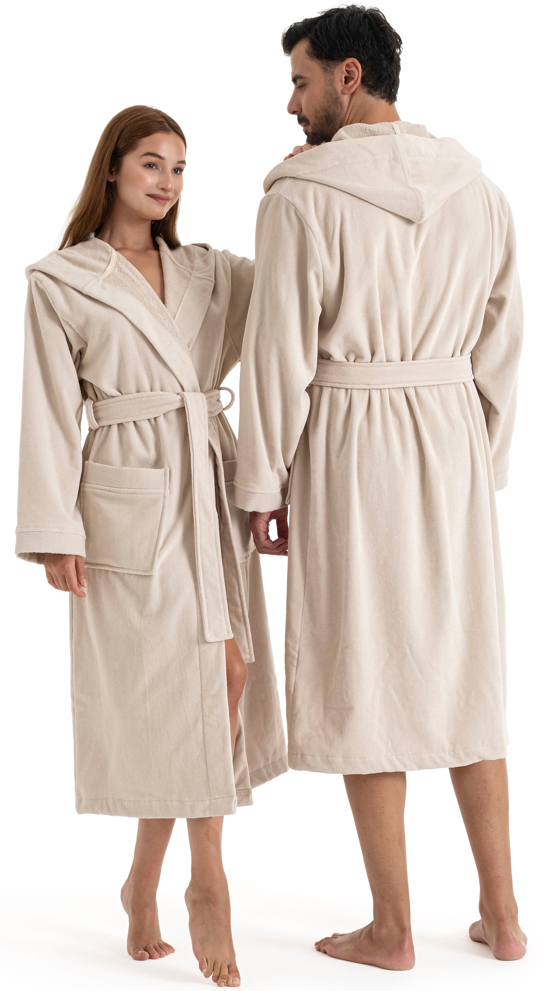 GOODproduct Peignoir de bain unisexe »Fenya, 330 g/m², Premium, Hotelbademantel, Morgenmantel,  Sauna & Spa« 1 cuis Reissverschlusstaschen, weich mit GRATIS-Zugabe: 1x Duschtuch 70x140 cm