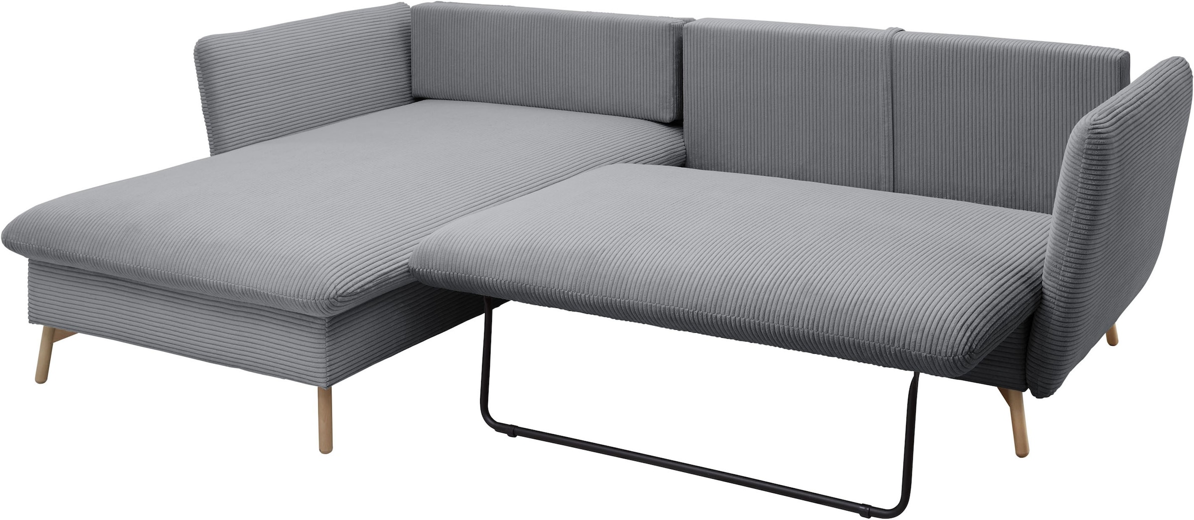 andas Ecksofa »MERLE, 258 cm, L-Form, traumhafter Cord,« mit Bettfunktion und Bettkasten, Liegefläche 224 x 139