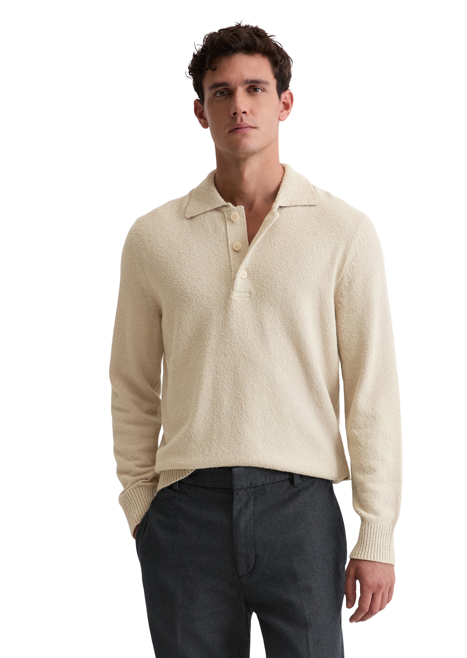 Image of Marc OPolo Polokragenpullover "regular fit aus Bio-Baumwoll-Bouclé"