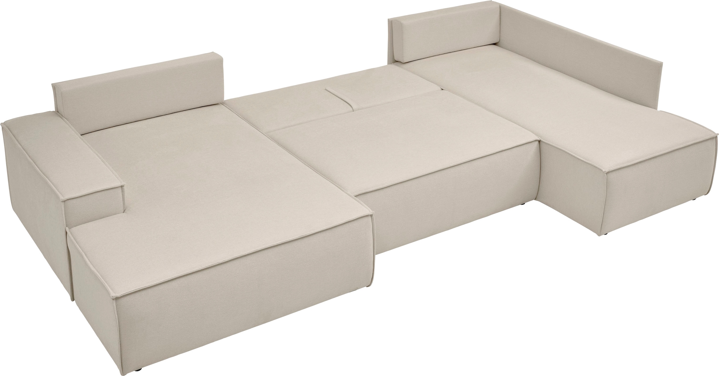 andas Wohnlandschaft »FINNLEY U-Form XXL 329 cm, Schlafsofa, Schlaffunktion m. Bettkasten«, (194/139 cm), Bouclé, Struktur und Cord