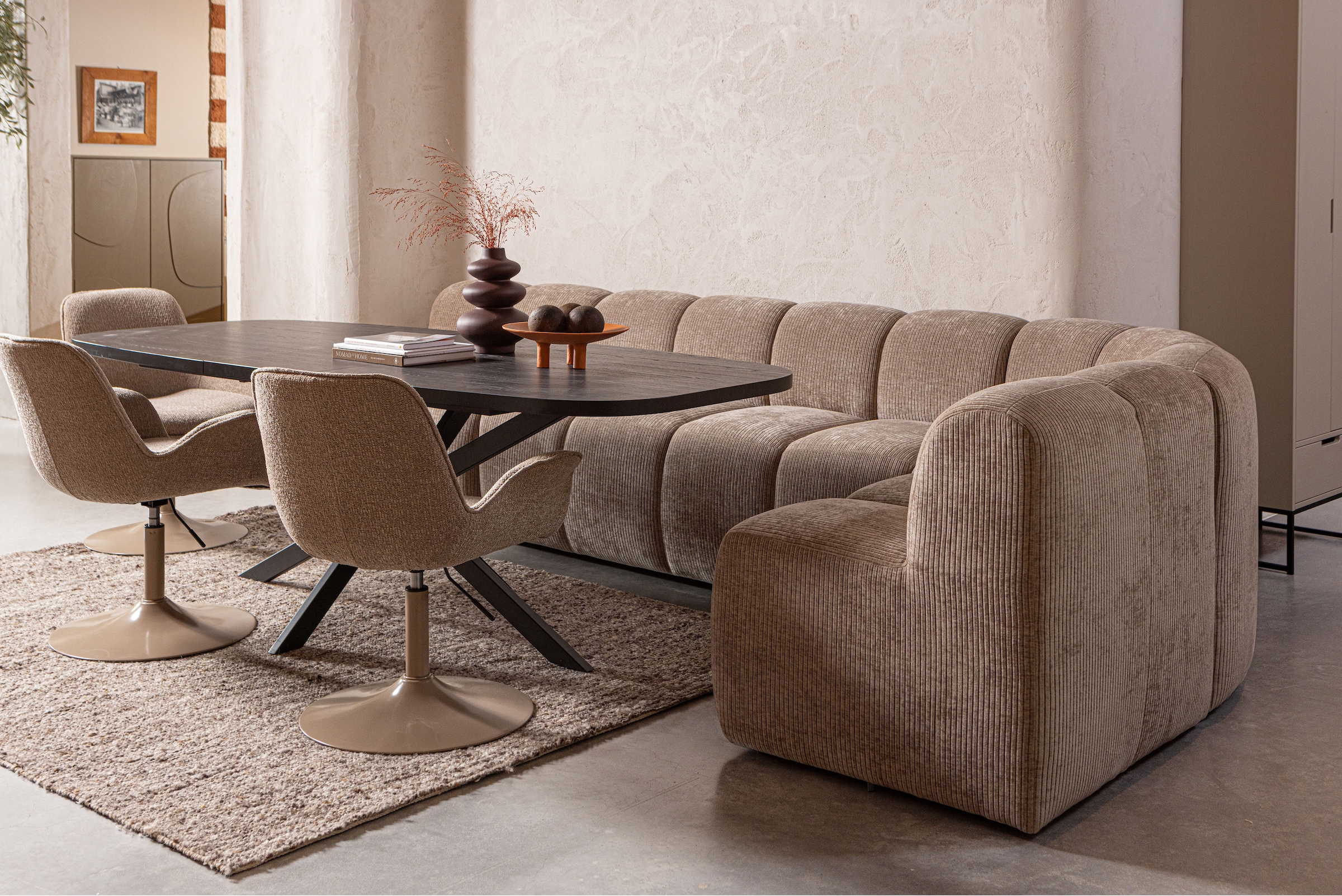 WOOOD Elément d'angle du canapé »Mojo mit Rückenlehne und Jacquard-Rippenbezug B 83 x T 83 x H 83 cm« Excellente résistance à l'usure, capacité de charge 120 kg, combinable