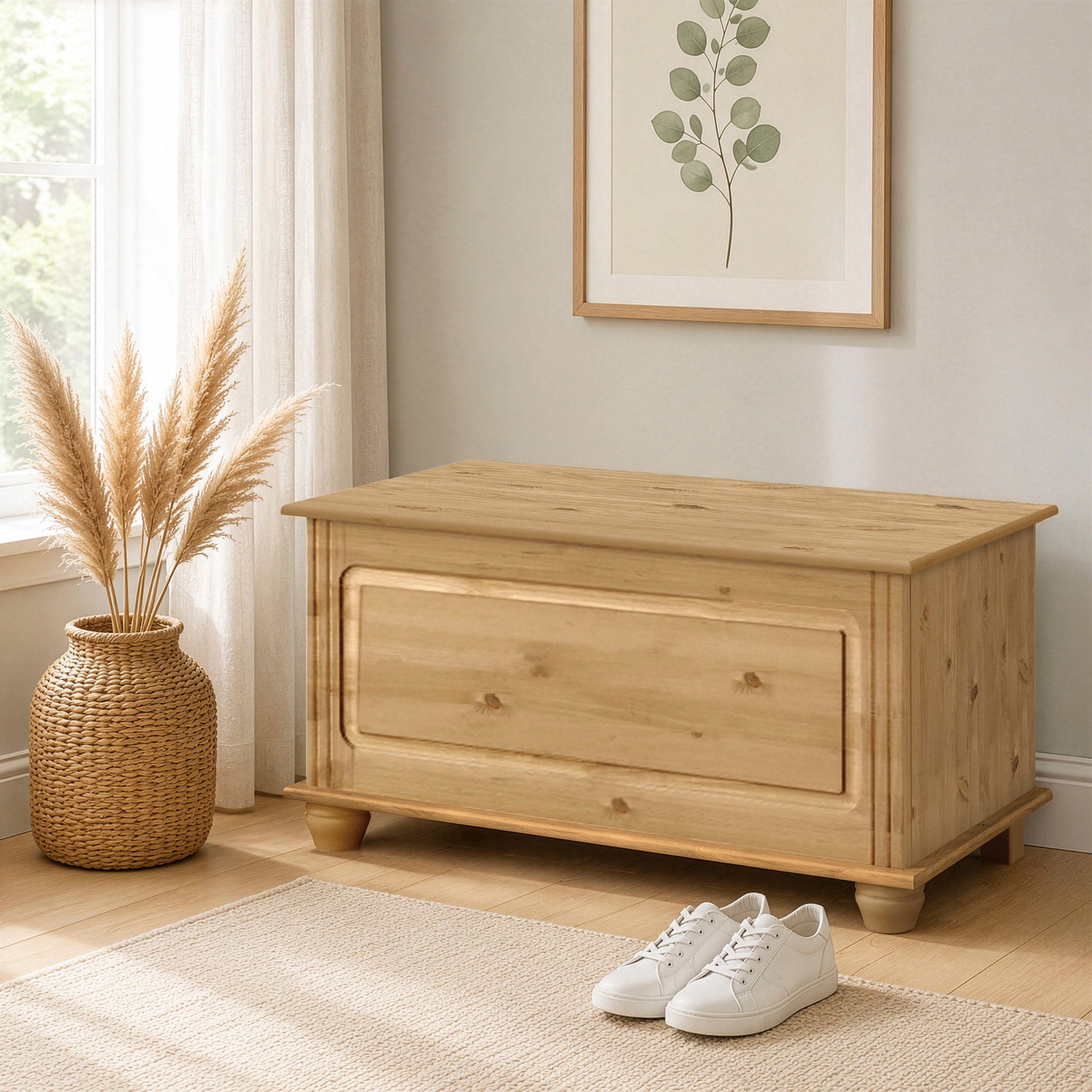 GOODproduct Sitztruhe »Finca« aus massivem Kiefernholz, 85 x 43 x 45 cm, mit praktischem Stauraum