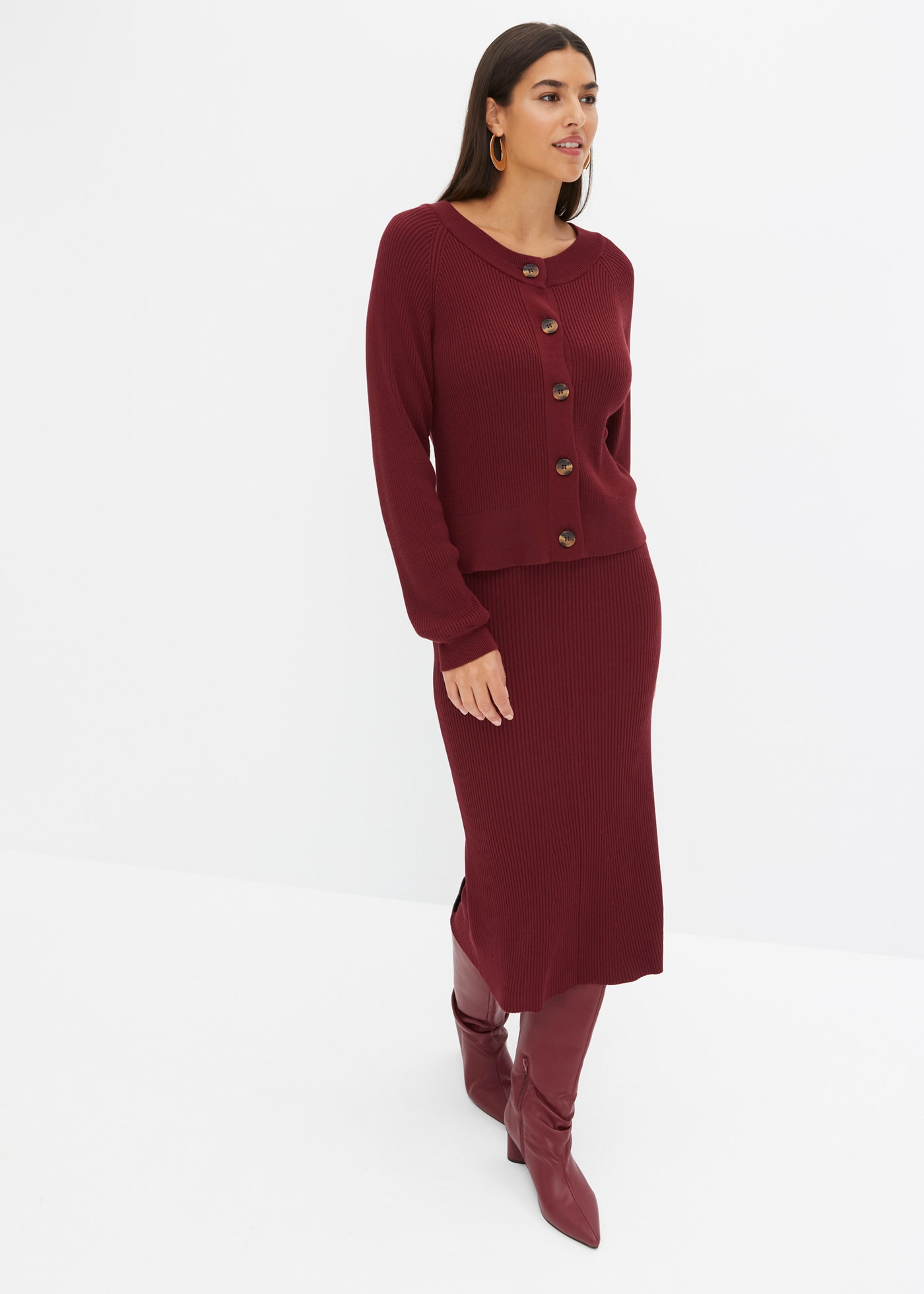 bonprix Jupe en tricot 3/4-Länge, mit Viskose