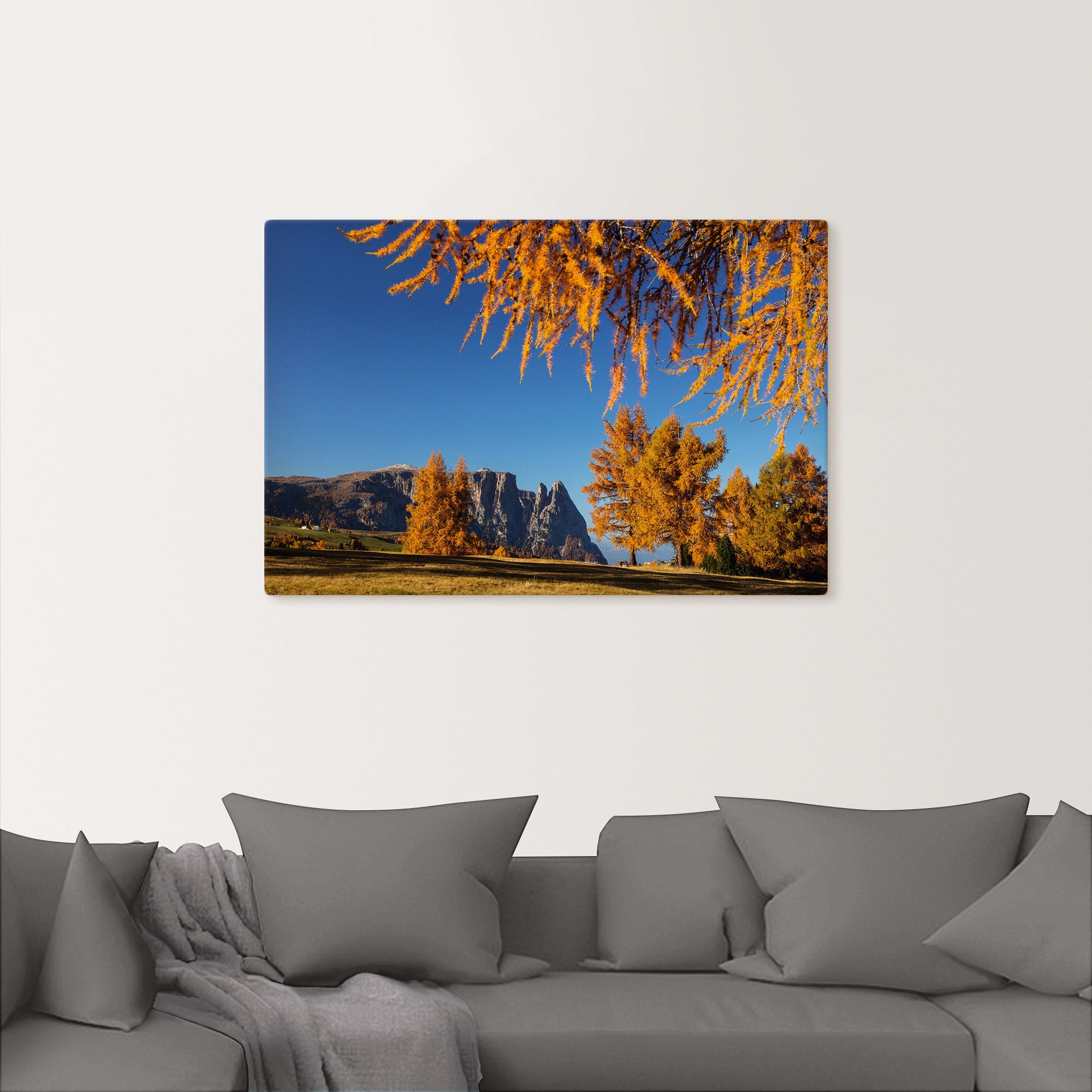 Artland Leinwandbild »Goldener Herbst auf der Seiser Alm«, Wiesen & Baumbilder, (1 St.), auf Keilrahmen gespannt