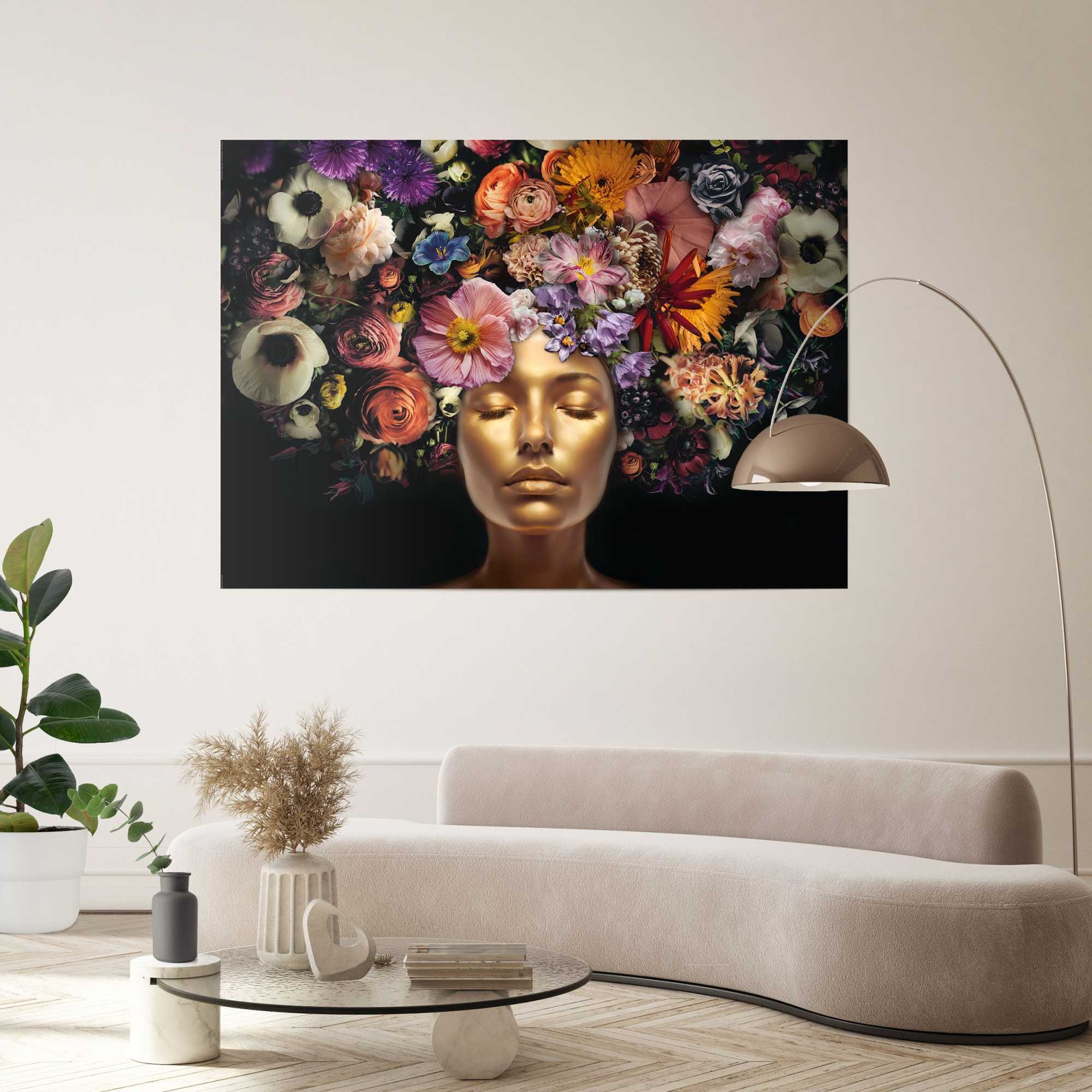 Image of Reinders Poster "Serene Golden" Menschen 1 Stk. tlg. Home Office - Gold - Papier - Menschen - 140x100 cm