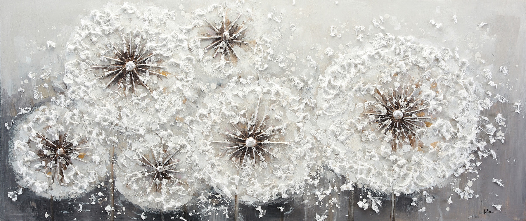 Image of Bönninghoff Ölgemälde "handarbeit PUSTEBLUMEN XXL 60x140 cm – Wandbild Kunst Deko" Blumen Blumenbilder Natur 1 Stk. tlg. handgefertigt, jedes Bild ein Unikat